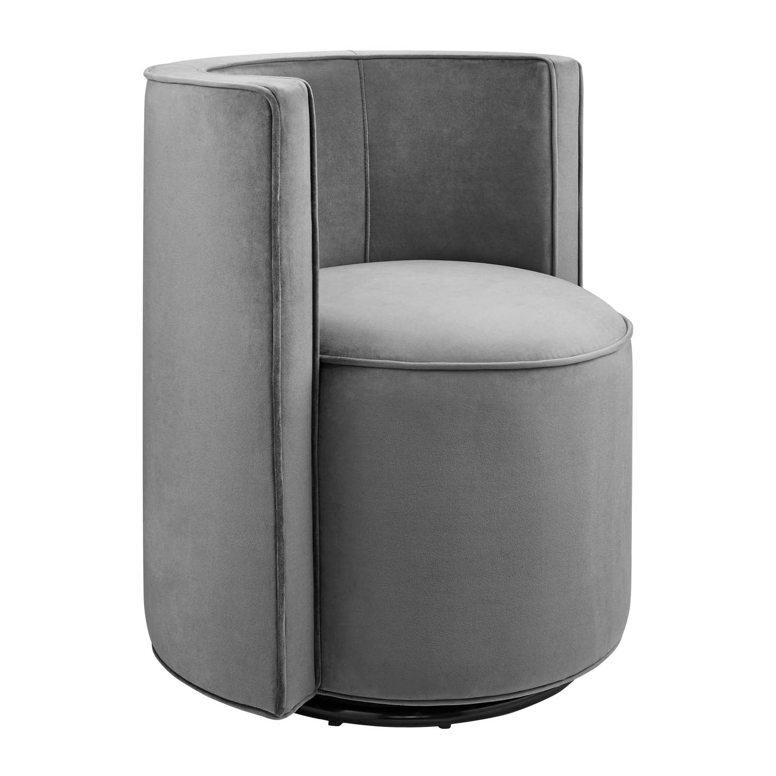 Modway Accent Chairs - Della-Performance-Velvet-Fabric-Swivel-Chair-Gray