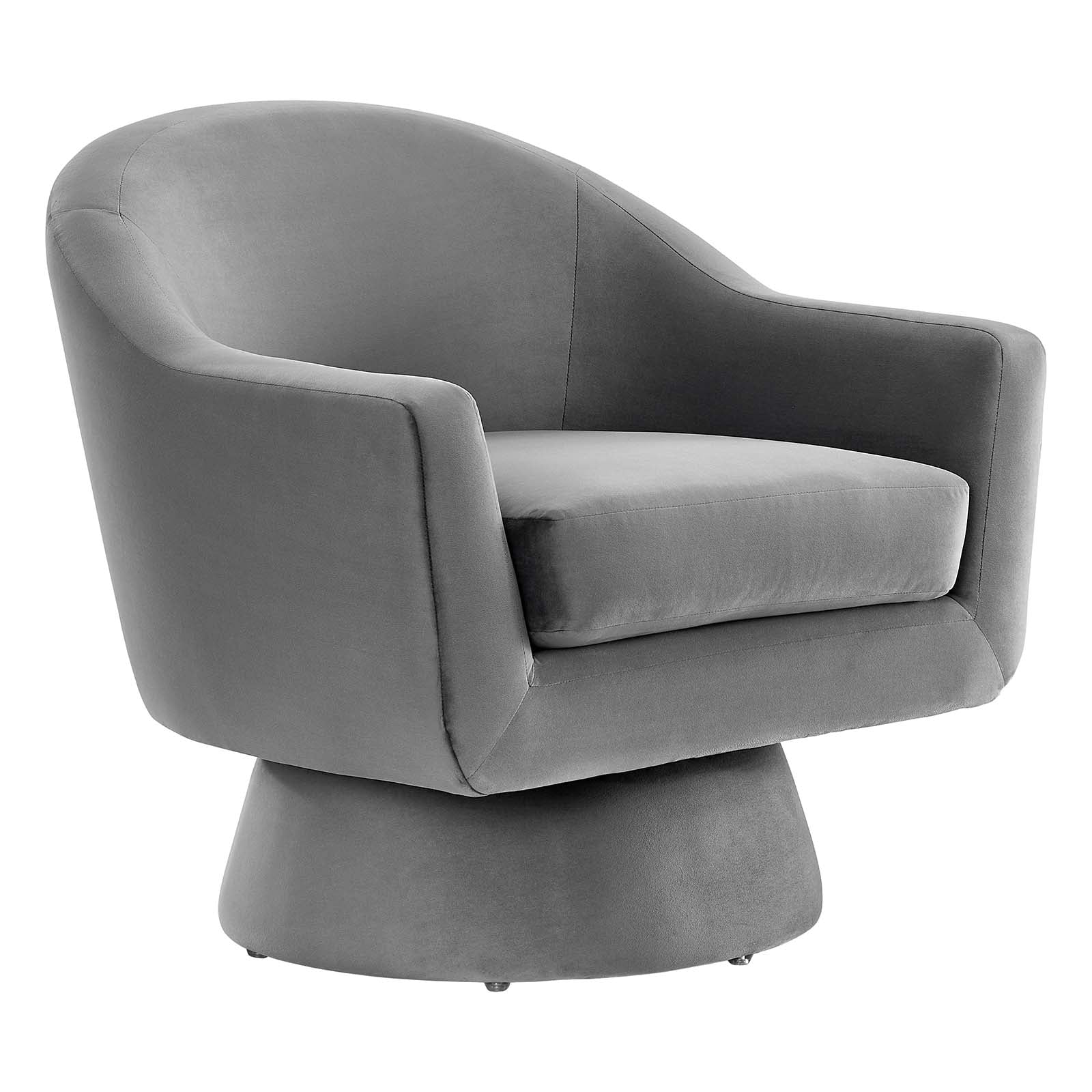 Modway Accent Chairs - Astral-Performance-Velvet-Fabric-and-Wood-Swivel-Chair-Gray