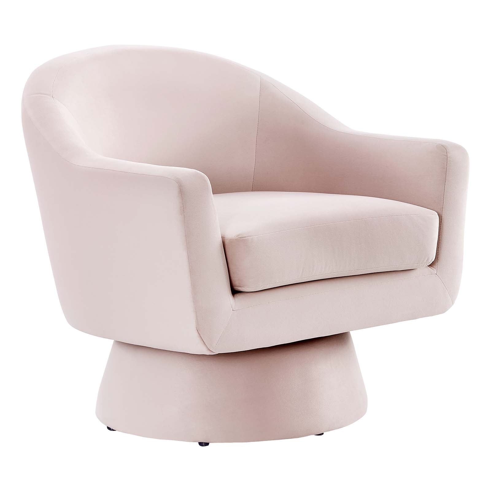 Modway Accent Chairs - Astral-Performance-Velvet-Fabric-and-Wood-Swivel-Chair-Pink