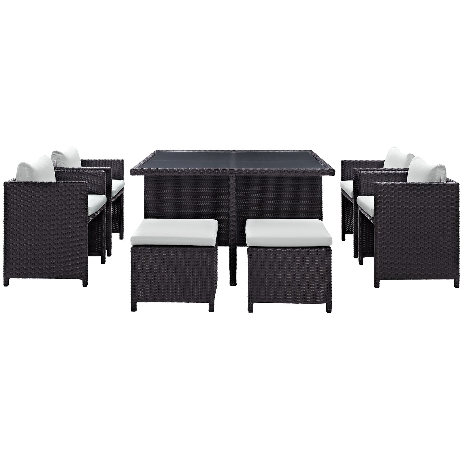 Modway Outdoor Dining Sets - Inverse 9 Piece Outdoor Patio Dining Set Espresso White