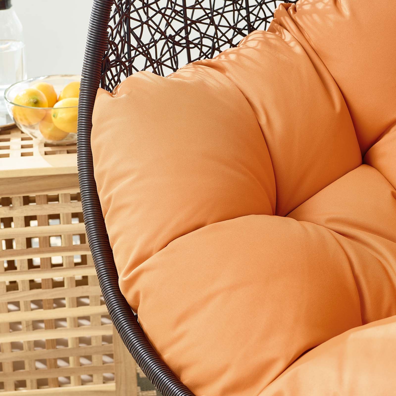 Modway Outdoor Swings - Encase Swing Outdoor Patio Lounge Chair Orange