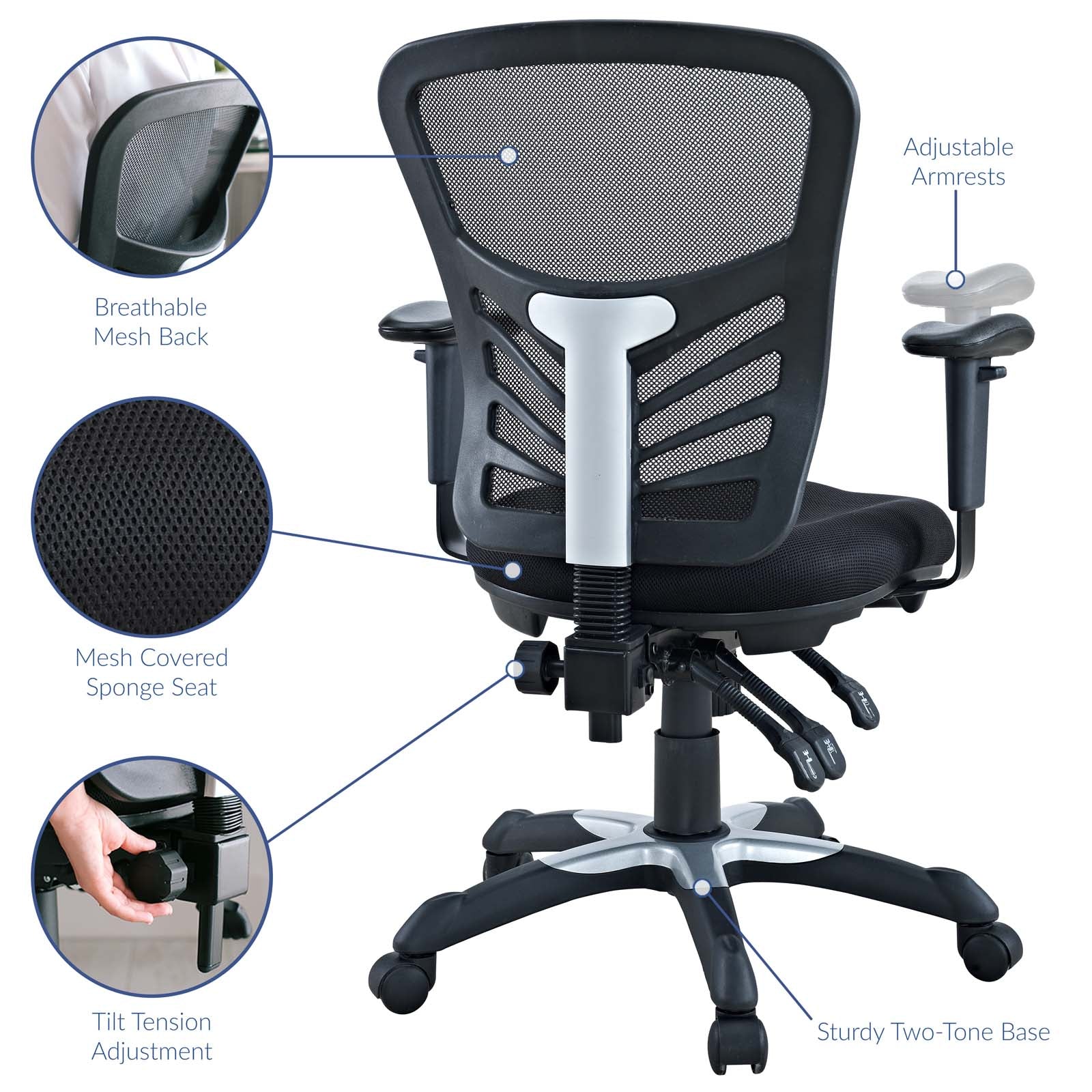 Modway Task Chairs - Articulate Mesh Office Chair Black