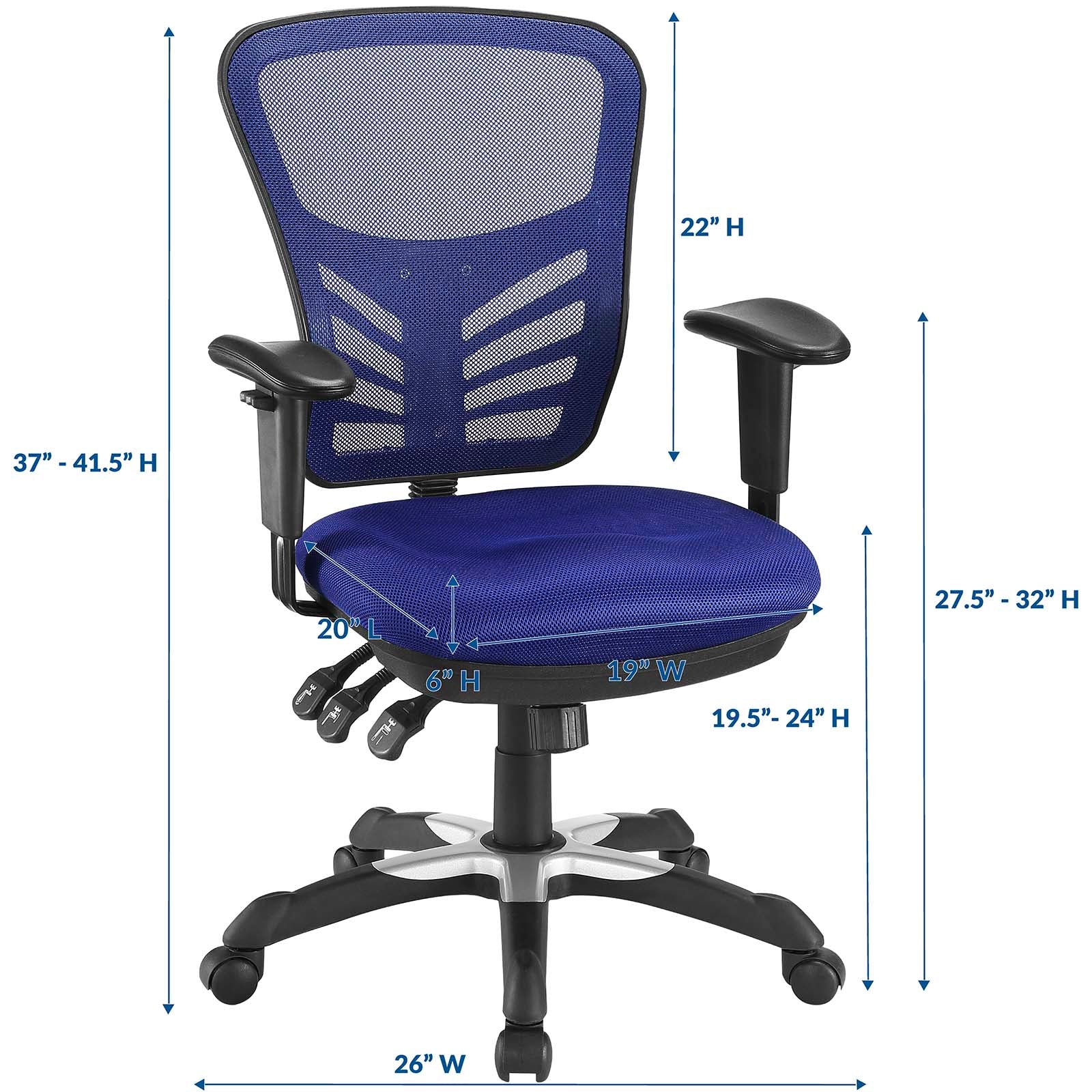 Modway Task Chairs - Articulate Mesh Office Chair Blue