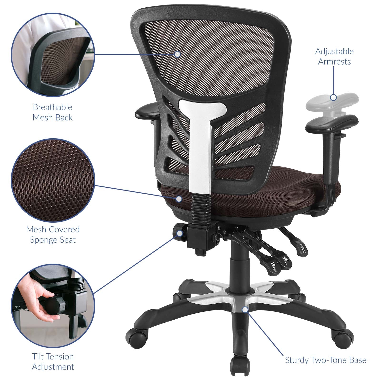 Modway Task Chairs - Articulate Office Chair Brown