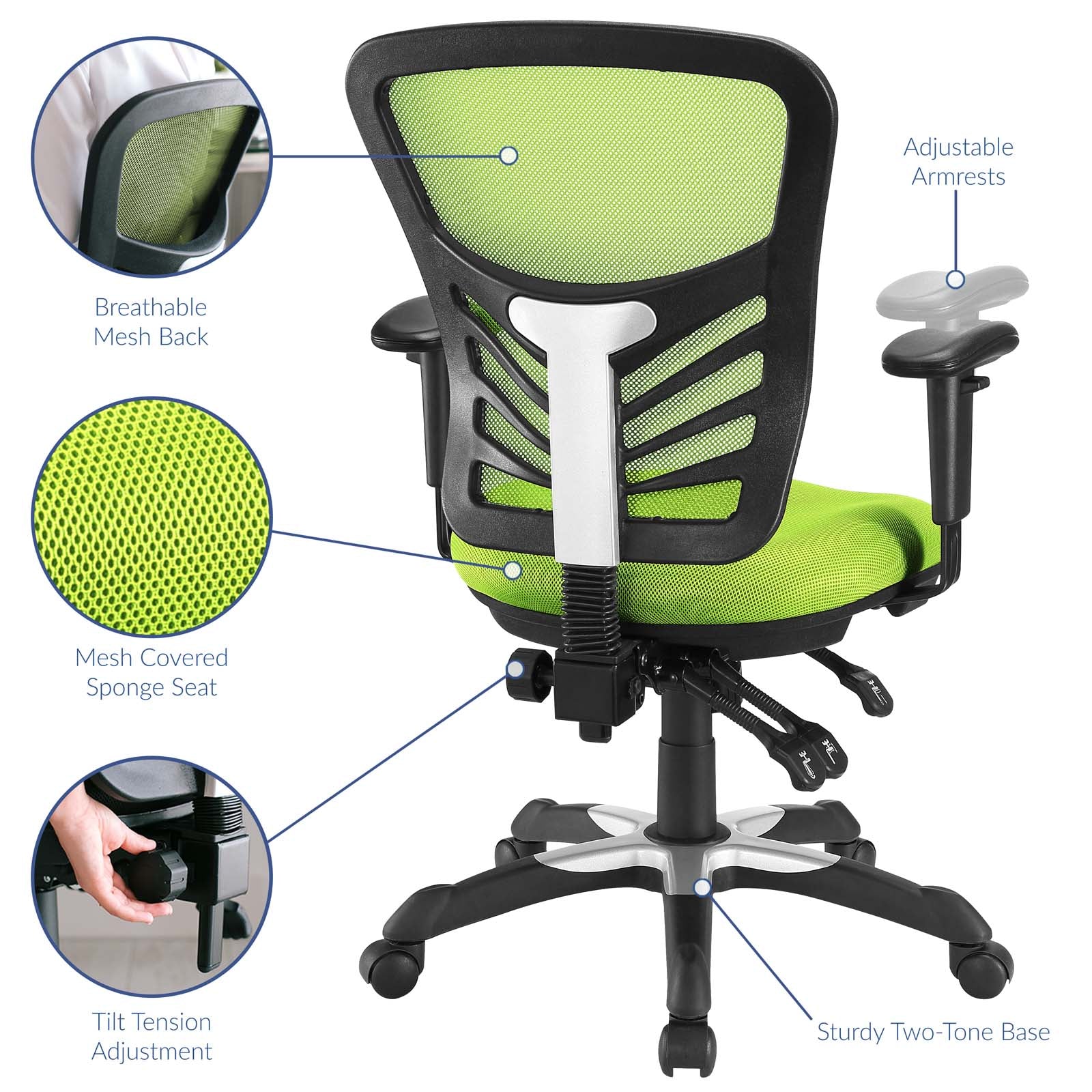 Modway Task Chairs - Articulate Office Chair Green