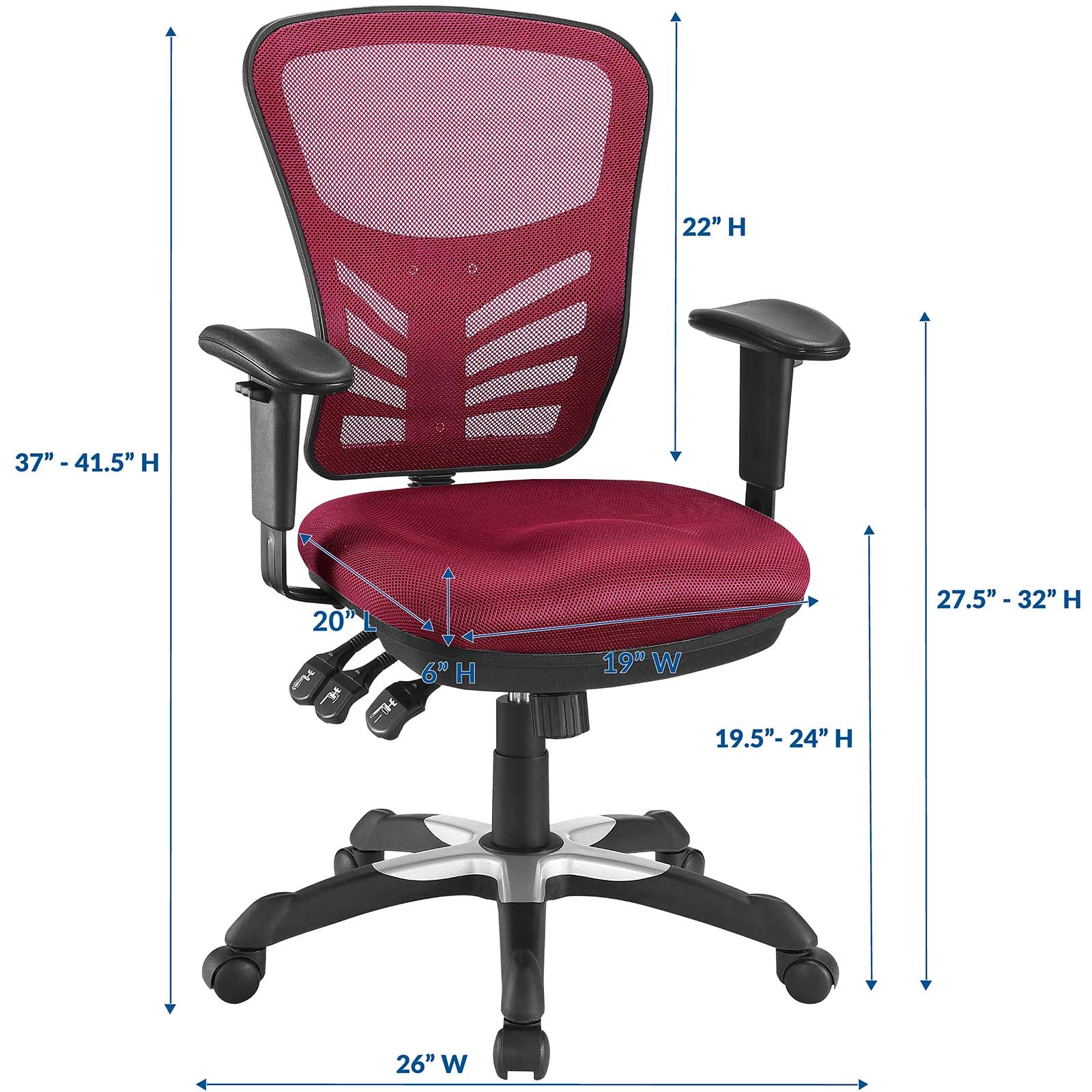 Modway Task Chairs - Articulate Mesh Office Chair Red