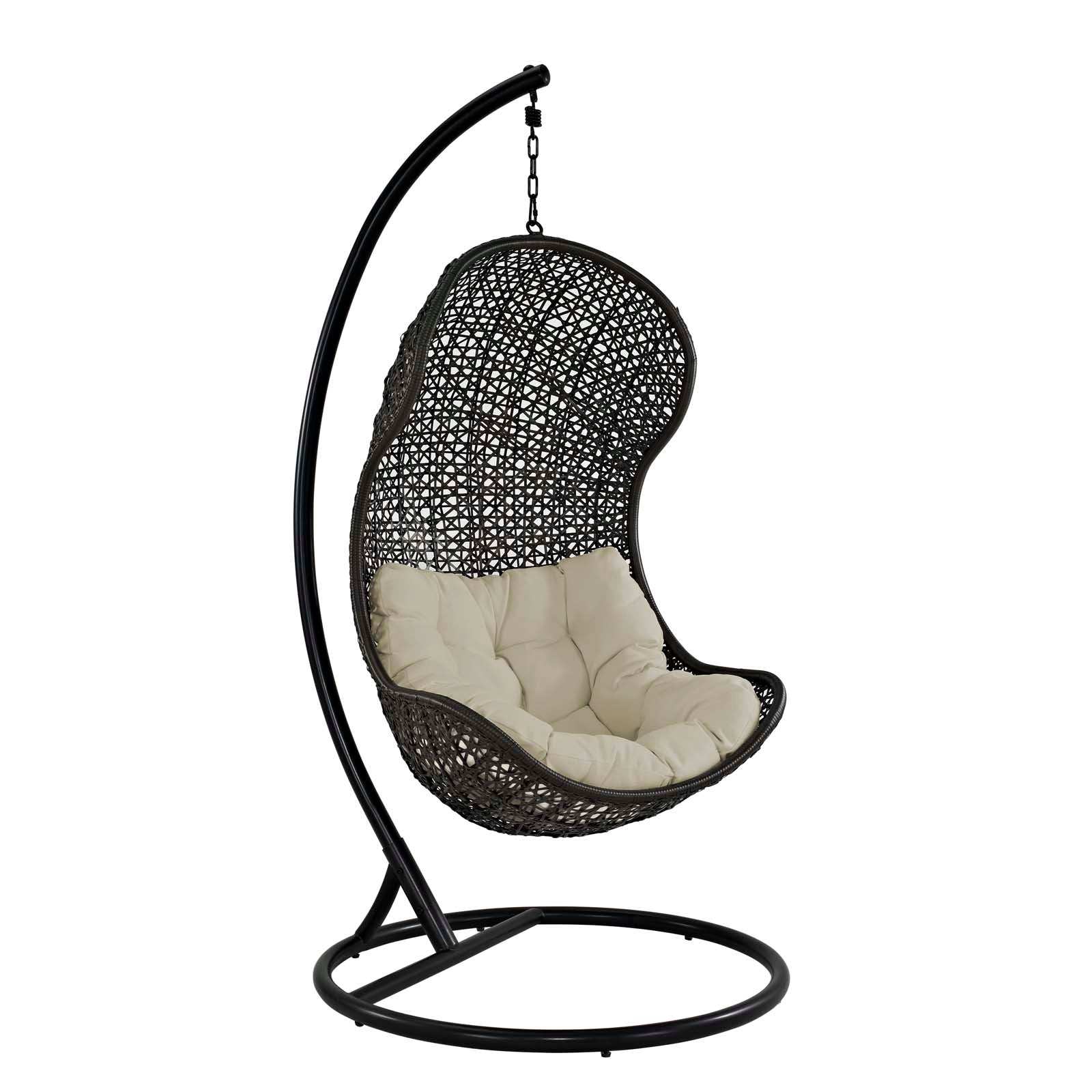 Modway Outdoor Swings - Parlay Swing Outdoor Lounge Chair Espresso & Beige