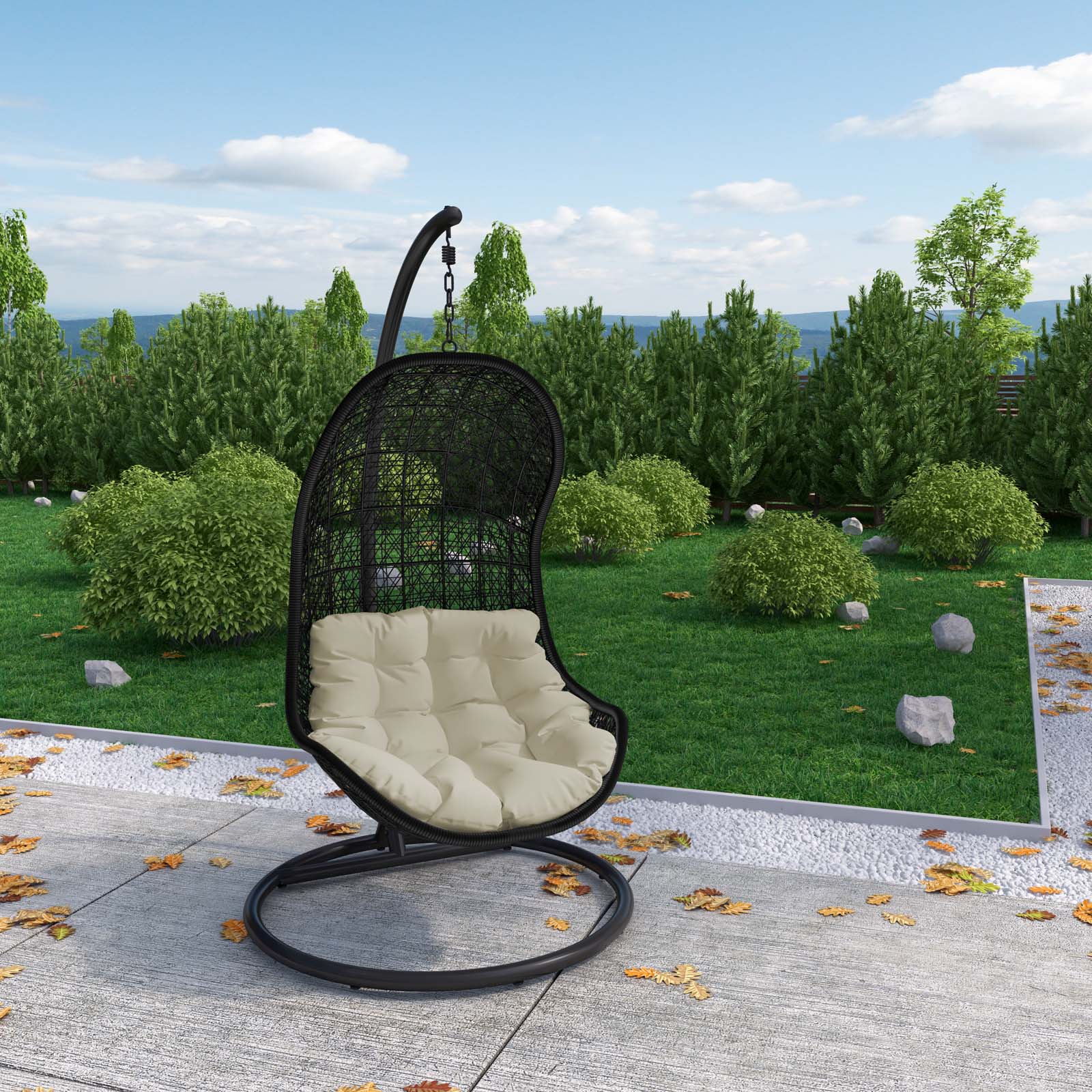 Modway Outdoor Swings - Parlay Swing Outdoor Lounge Chair Espresso & Beige
