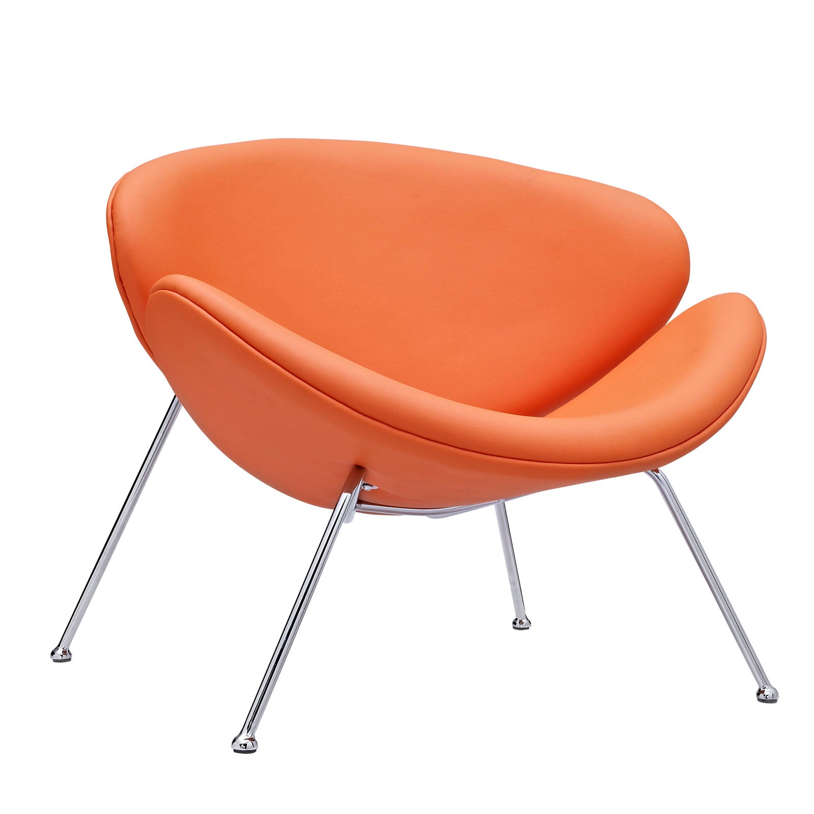 Modway Accent Chairs - Nutshell Upholstered Vinyl Lounge Chair Orange