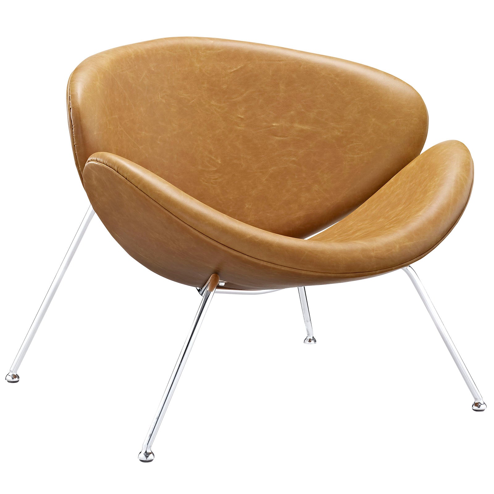 Modway Accent Chairs - Nutshell Upholstered Vinyl Lounge Chair Tan