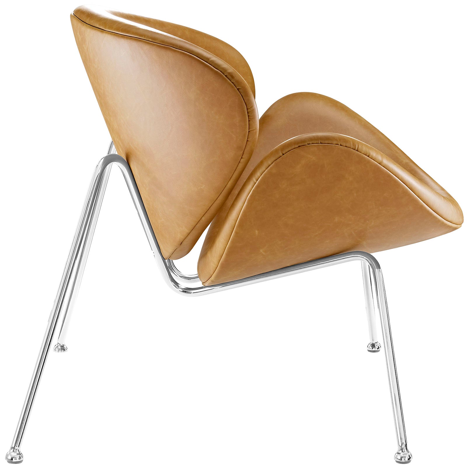 Modway Accent Chairs - Nutshell Upholstered Vinyl Lounge Chair Tan