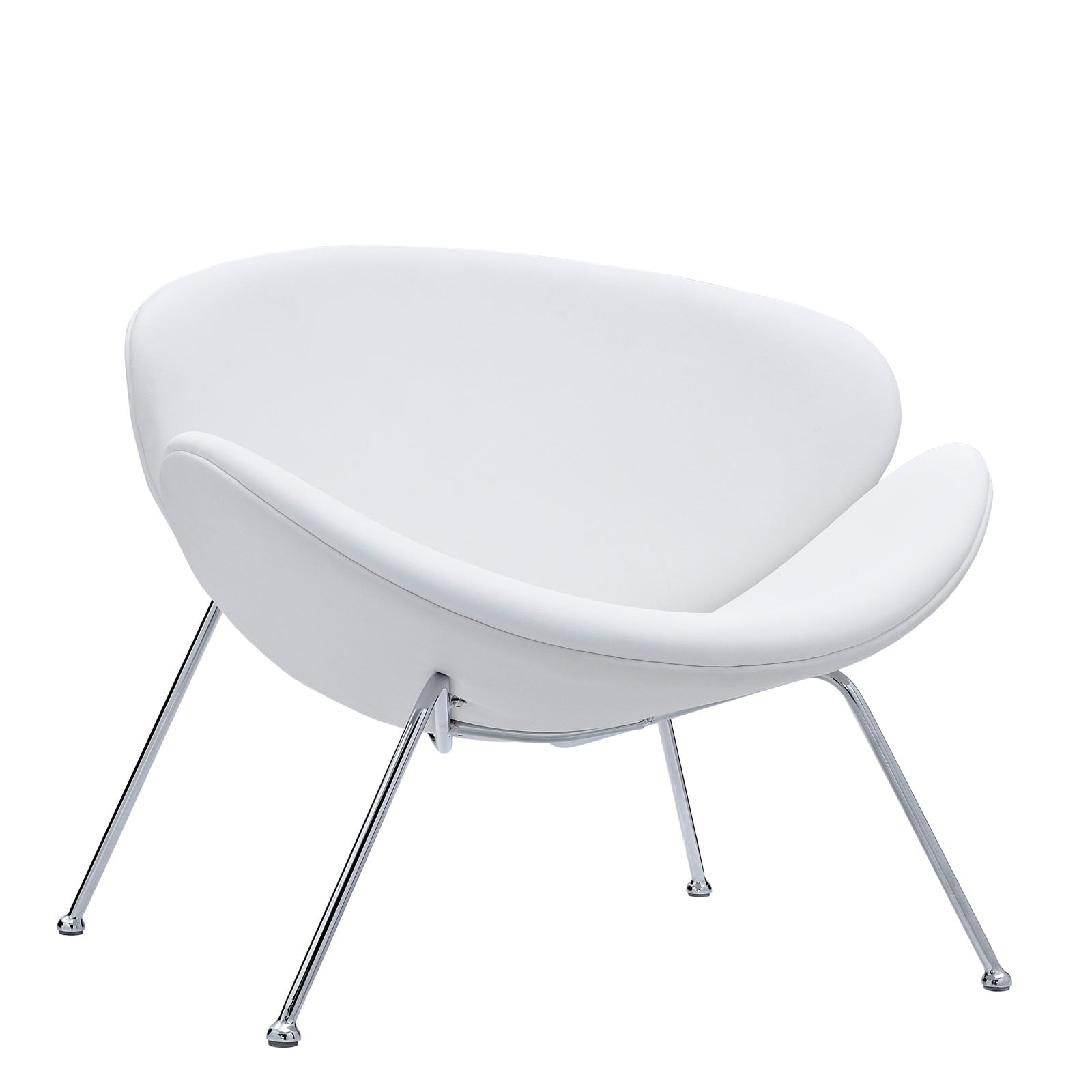 Modway Accent Chairs - Nutshell Upholstered Vinyl Lounge Chair White
