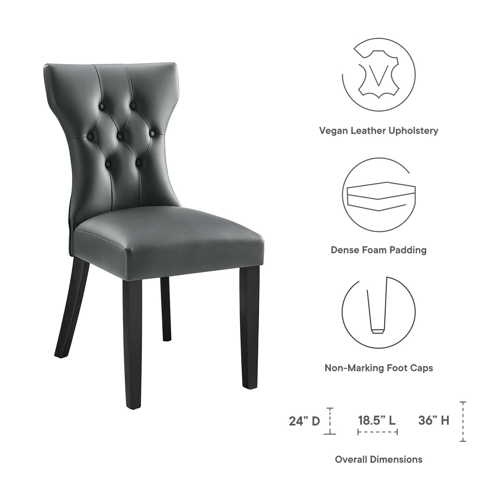 Modway Dining Chairs - Silhouette Dining Vinyl Side Chair Gray