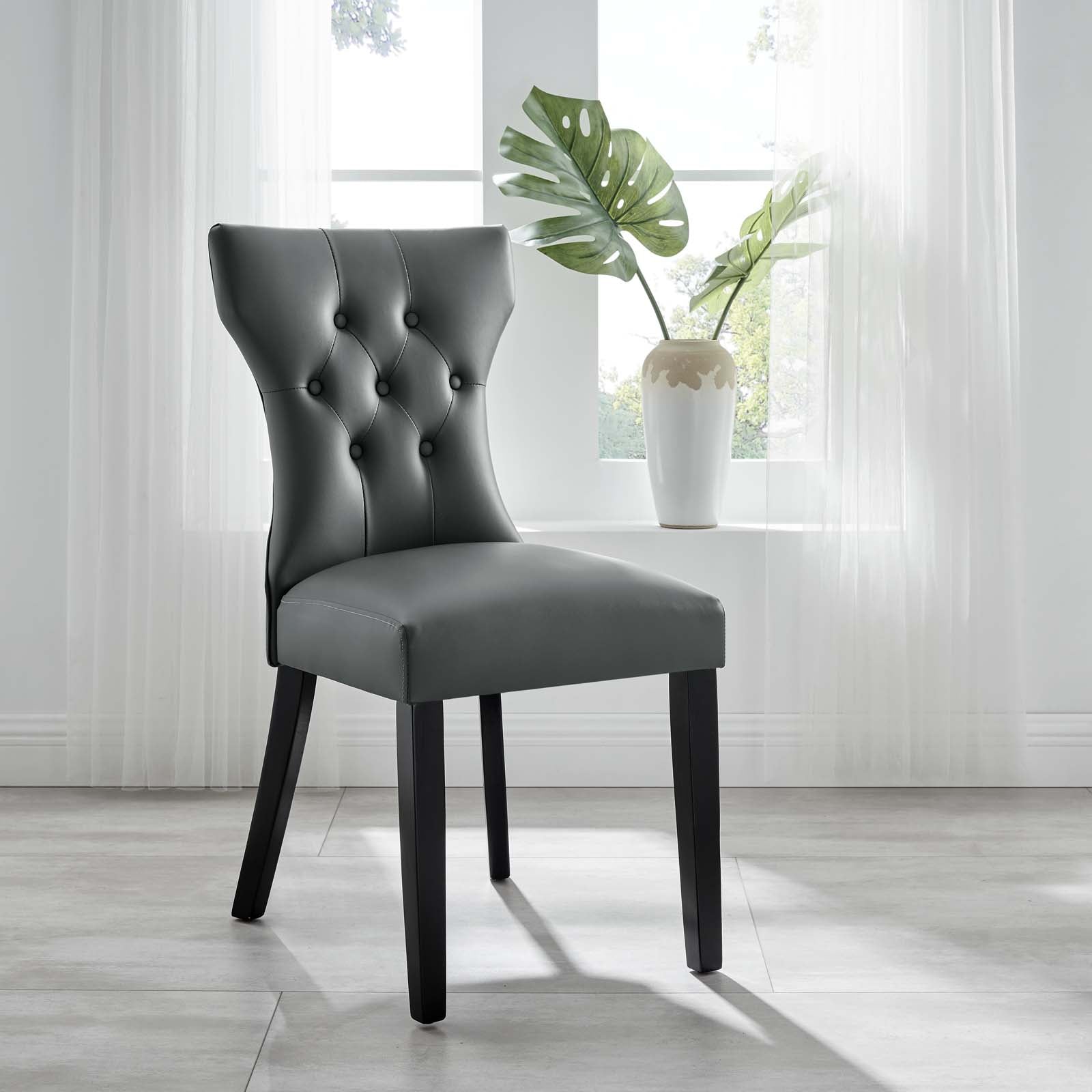 Modway Dining Chairs - Silhouette Dining Vinyl Side Chair Gray
