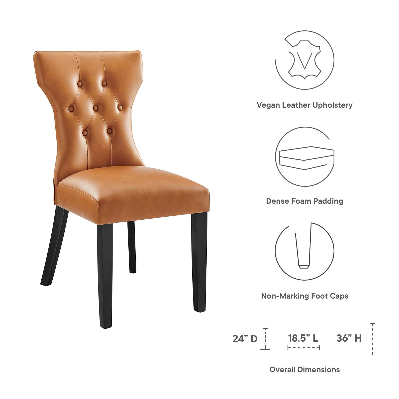 Modway Dining Chairs - Silhouette Dining Vinyl Side Chair Tan