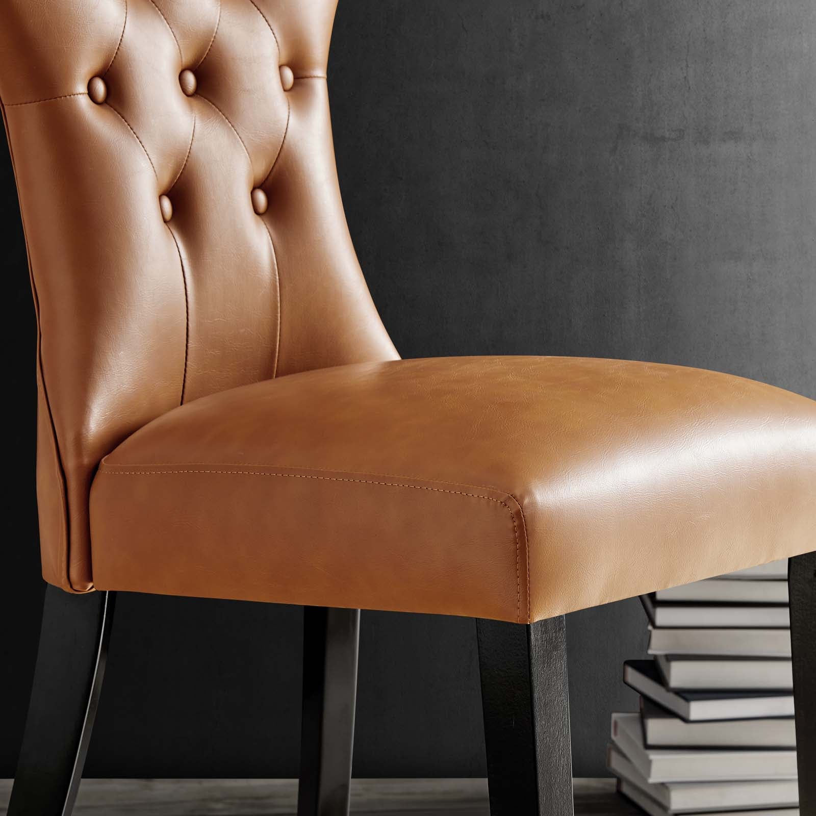 Modway Dining Chairs - Silhouette Dining Vinyl Side Chair Tan