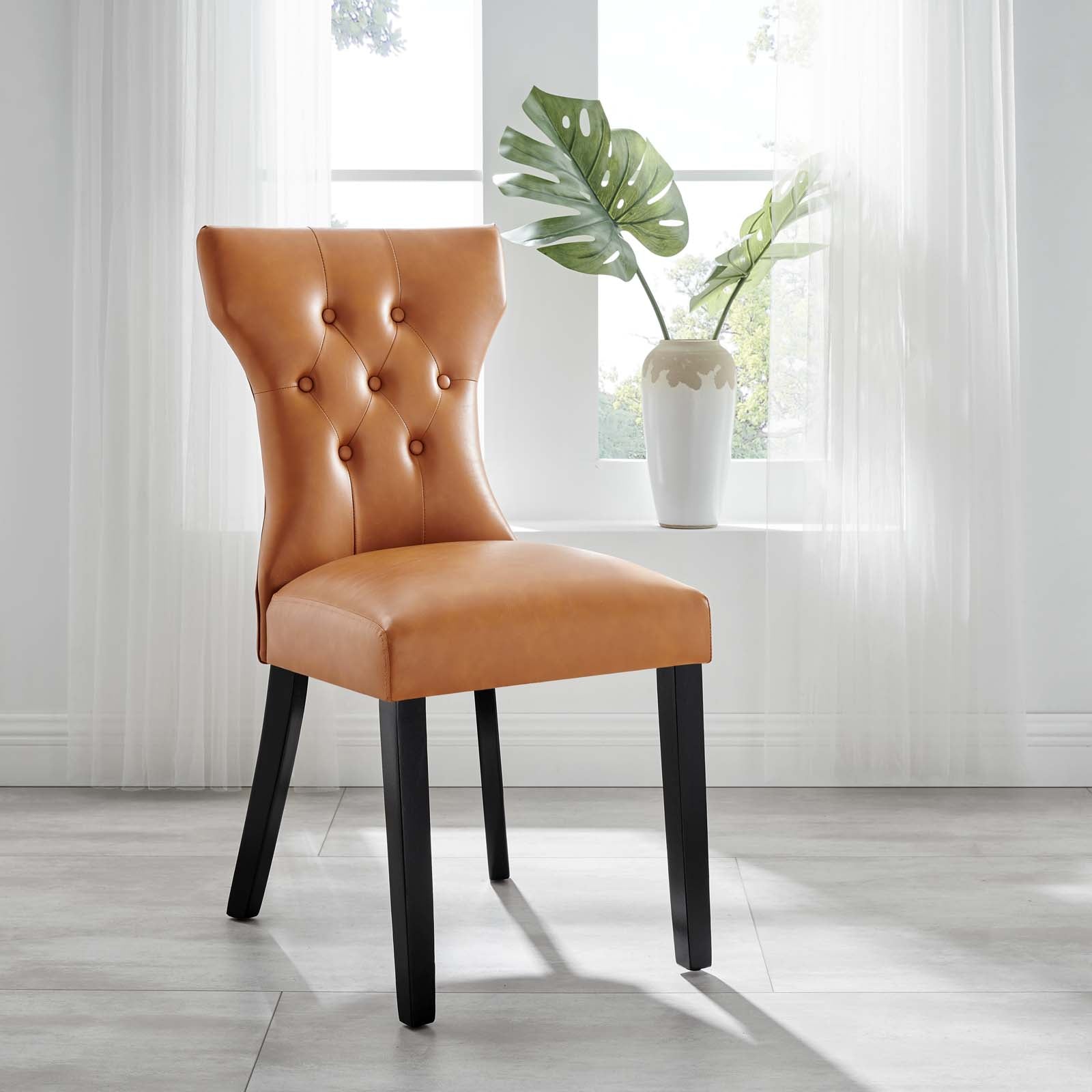 Modway Dining Chairs - Silhouette Dining Vinyl Side Chair Tan