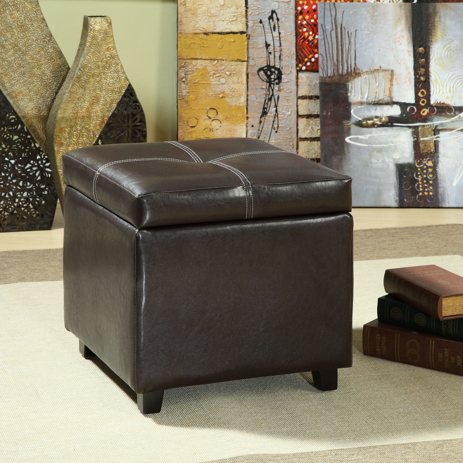 Modway Ottomans & Stools - Treasure Upholstered Vinyl Ottoman Espresso