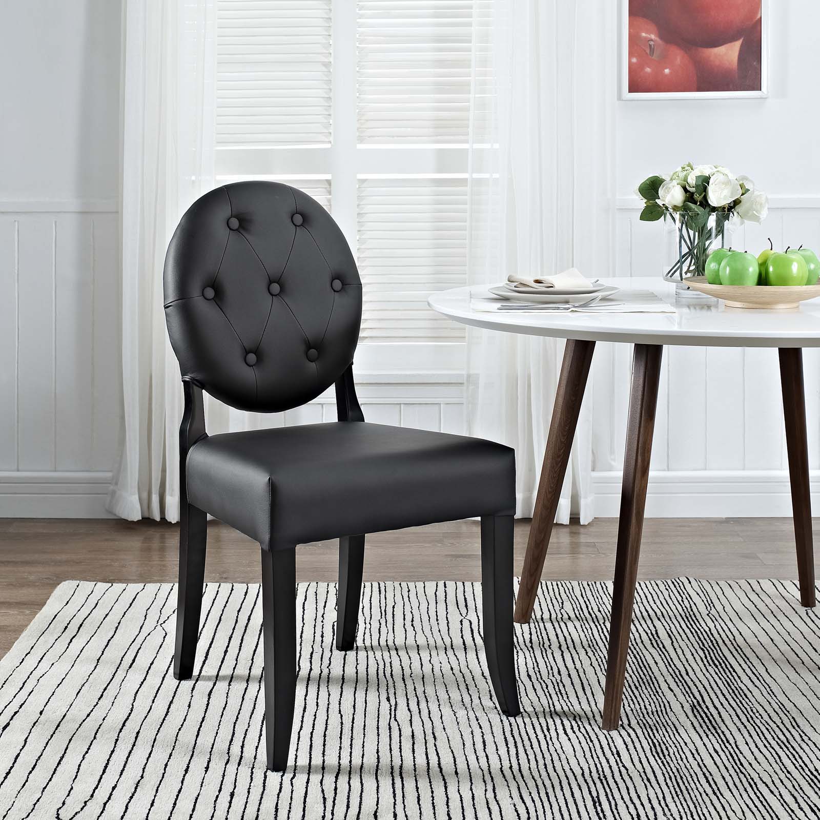 Modway Dining Chairs - Button Dining Vinyl Side Chair Black