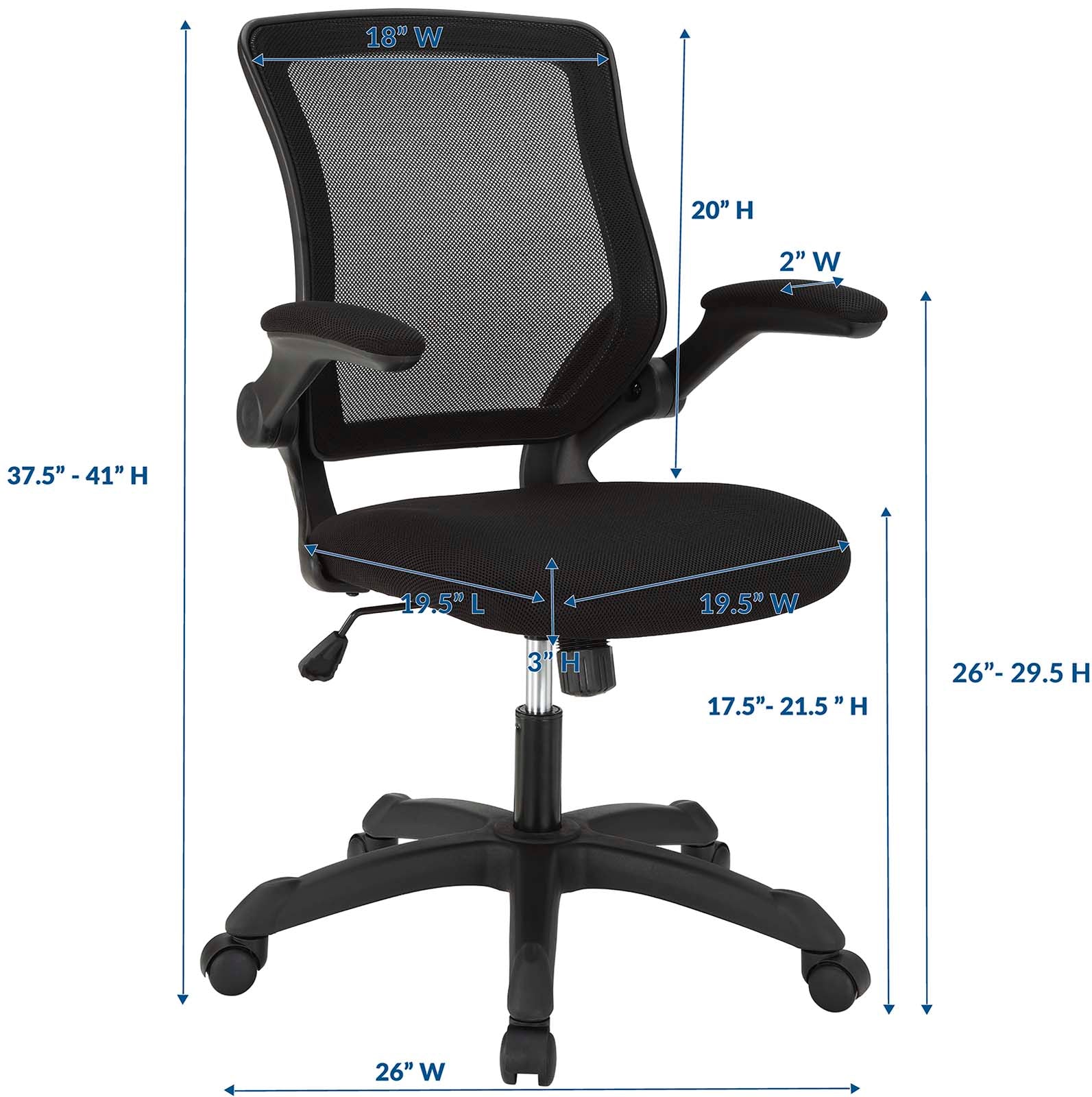 Modway Task Chairs - Veer Mesh Office Chair Black