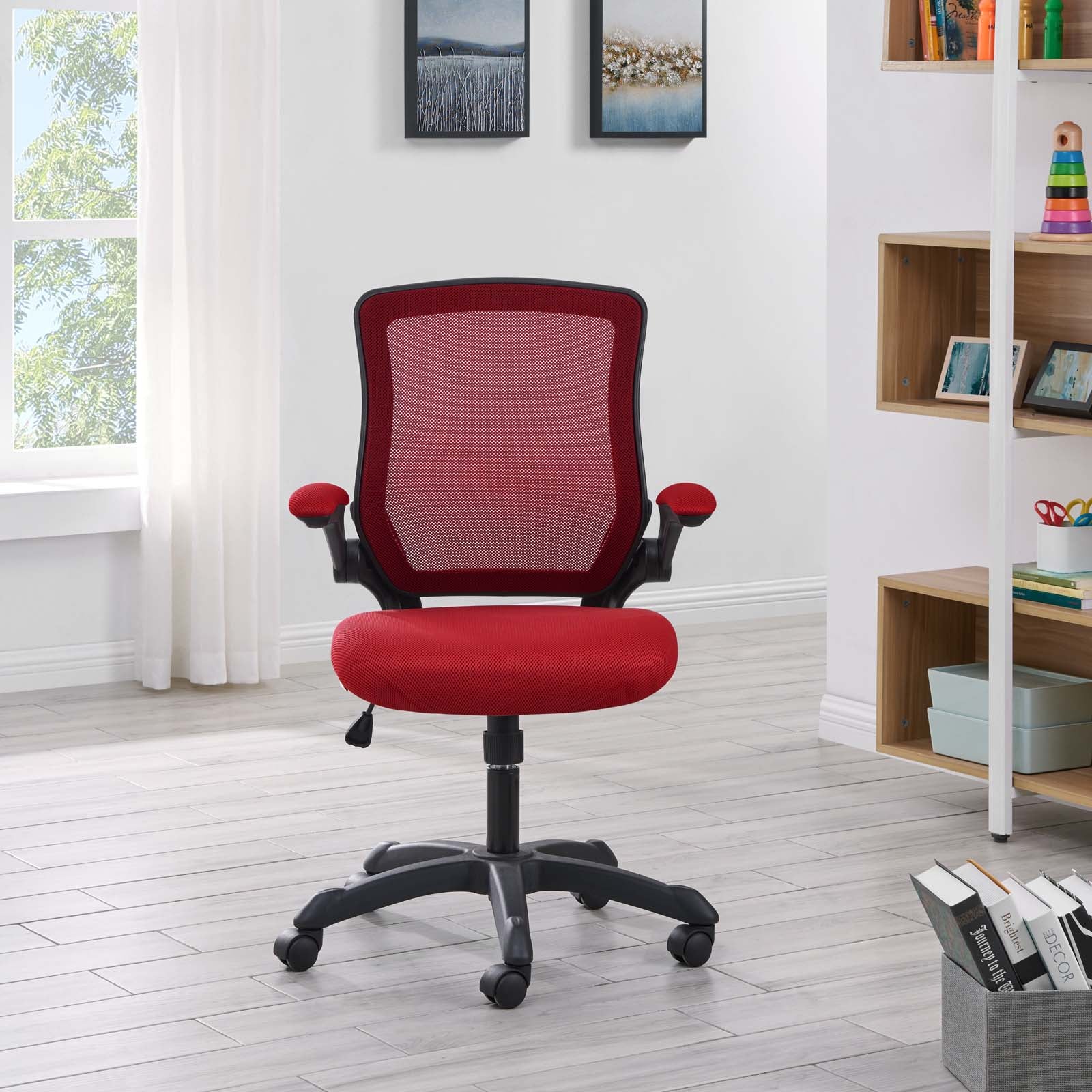Modway Task Chairs - Veer Mesh Office Chair Red