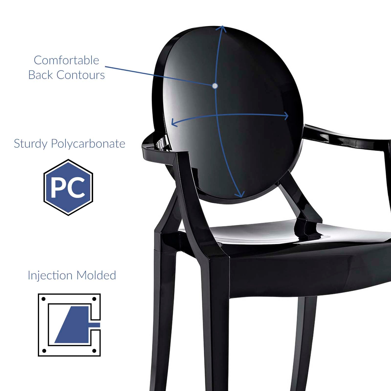 Modway Dining Chairs - Casper Dining Armchairs Set of 2 Black