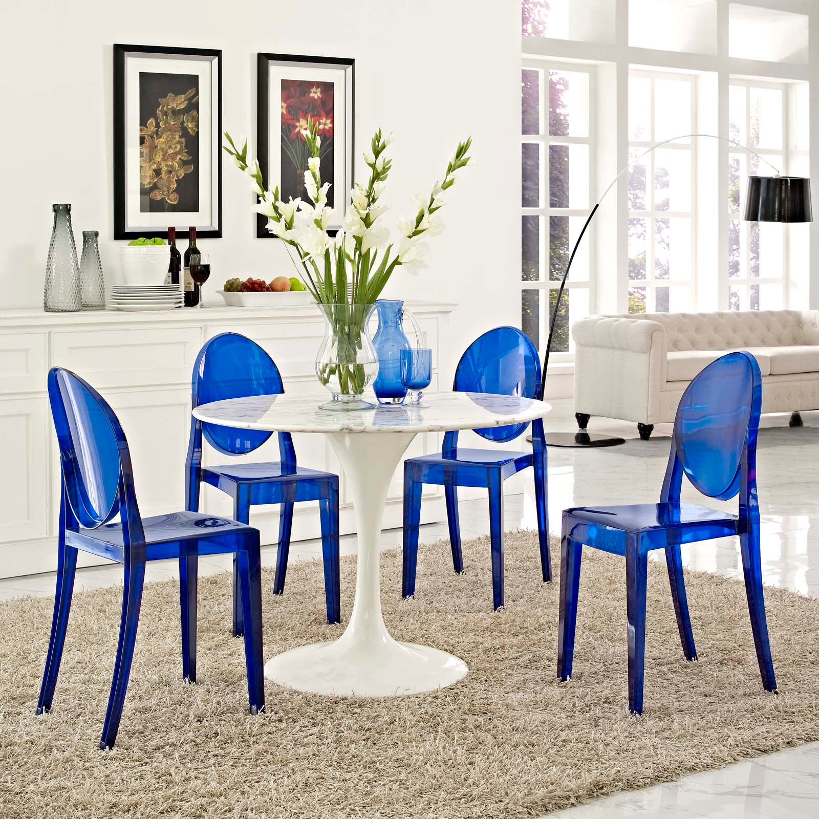 Modway Dining Chairs - Casper Dining Chairs (Set of 4) Blue