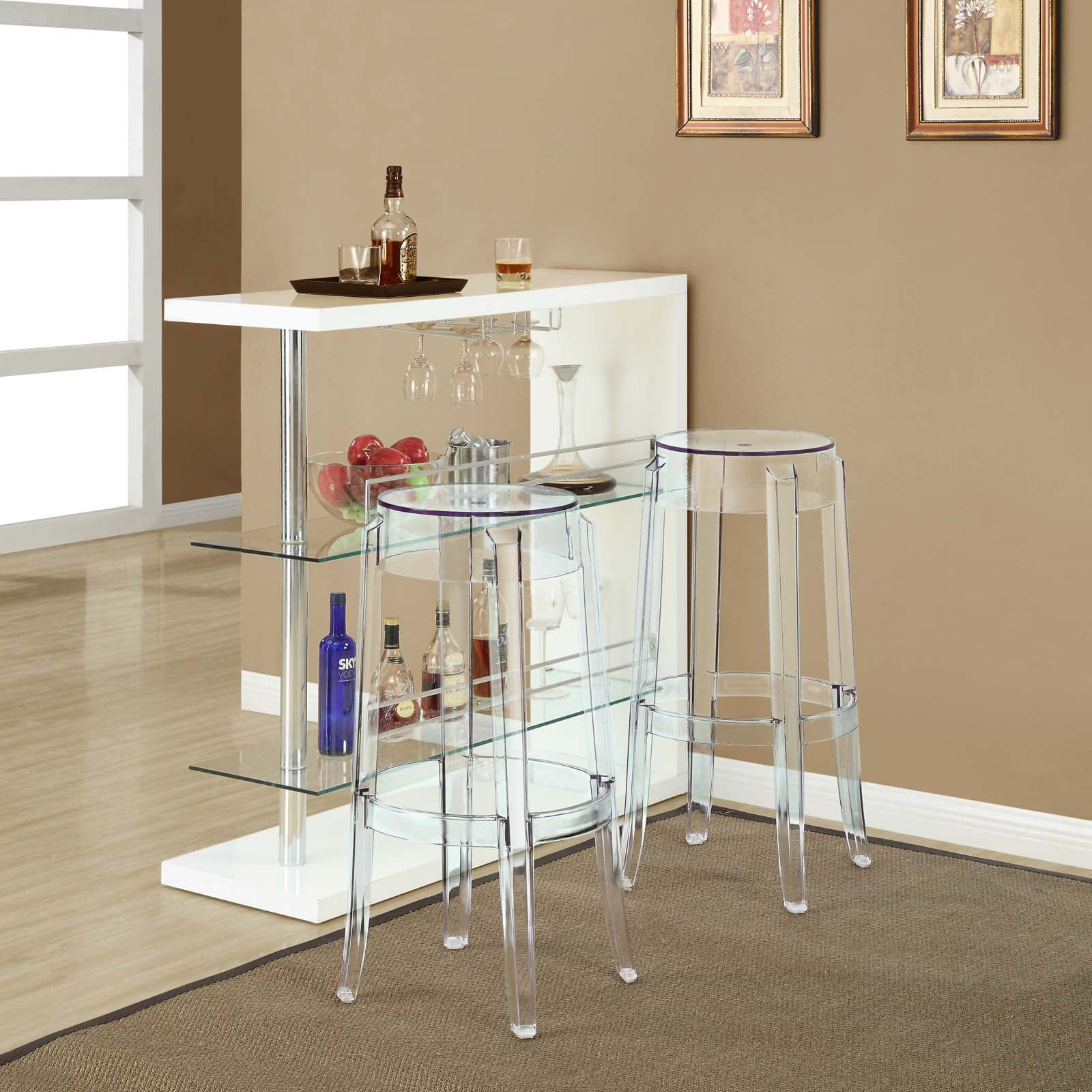 Modway Barstools - Casper Bar Stool Clear (Set of 2)