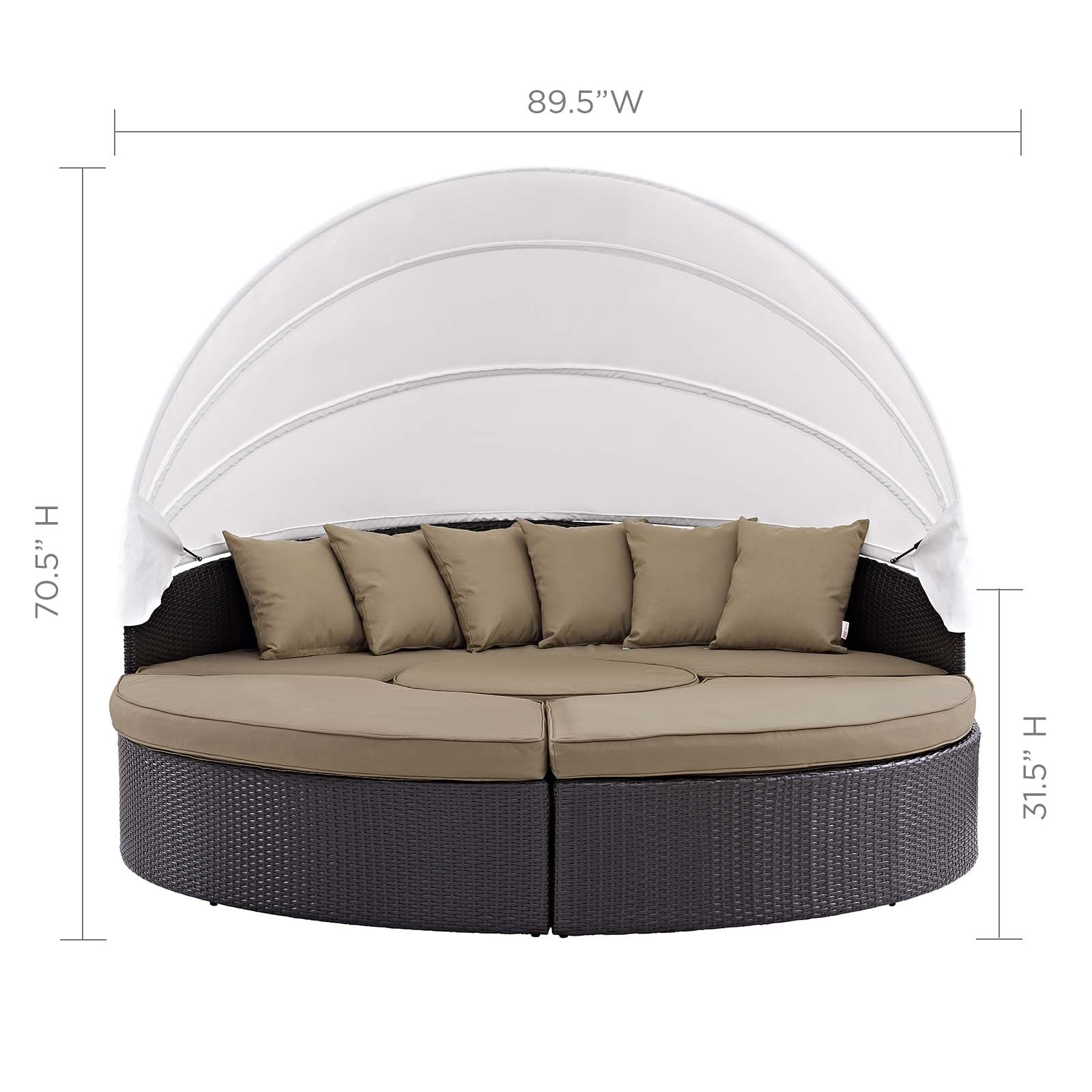 Modway Patio Daybeds - Quest Canopy Outdoor Patio 4 Piece Daybed Set Espresso & Mocha