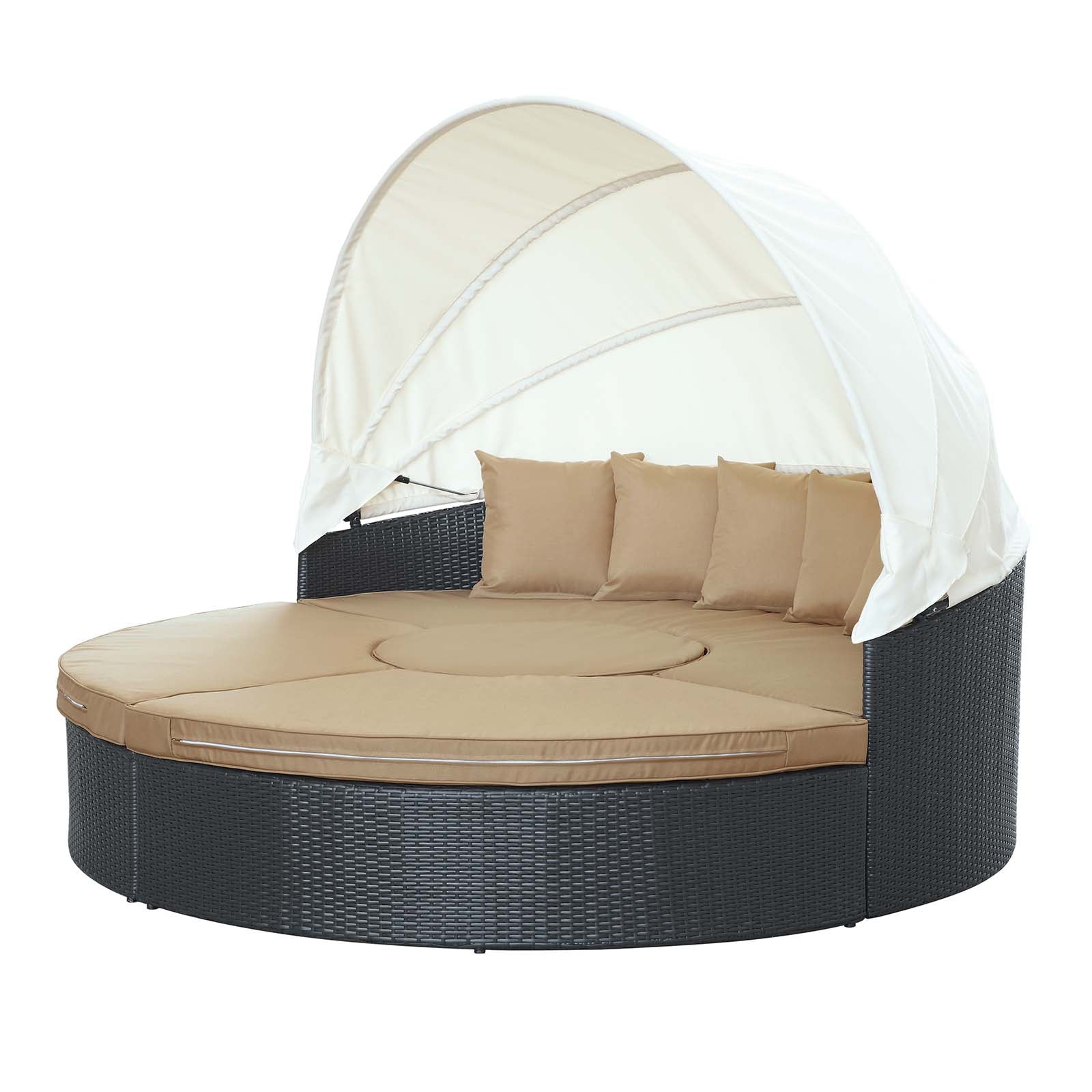Modway Patio Daybeds - Quest Canopy Outdoor Patio 4 Piece Daybed Set Espresso & Mocha