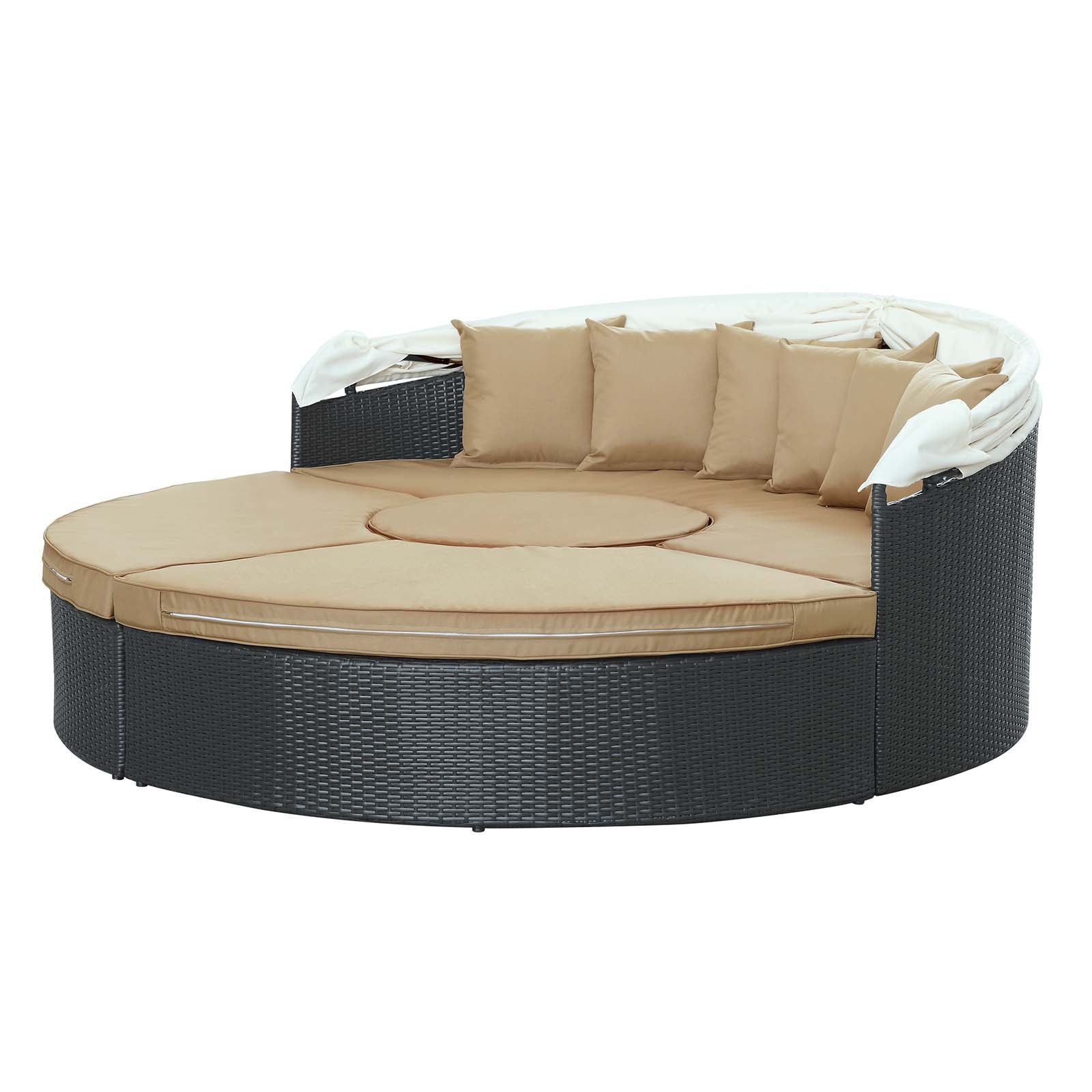 Modway Patio Daybeds - Quest Canopy Outdoor Patio 4 Piece Daybed Set Espresso & Mocha