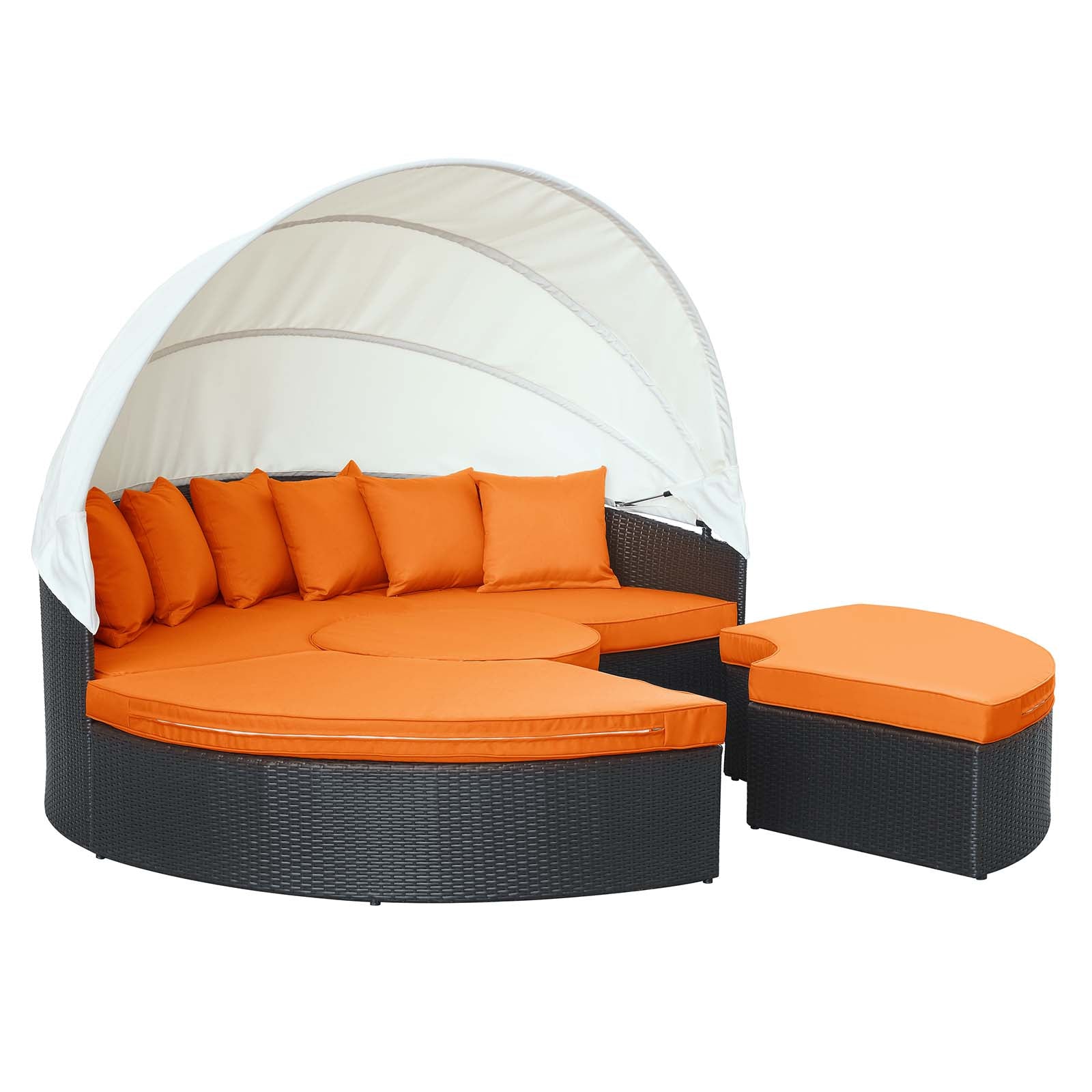 Modway Patio Daybeds - Quest Canopy Outdoor Patio Daybed Espresso Orange