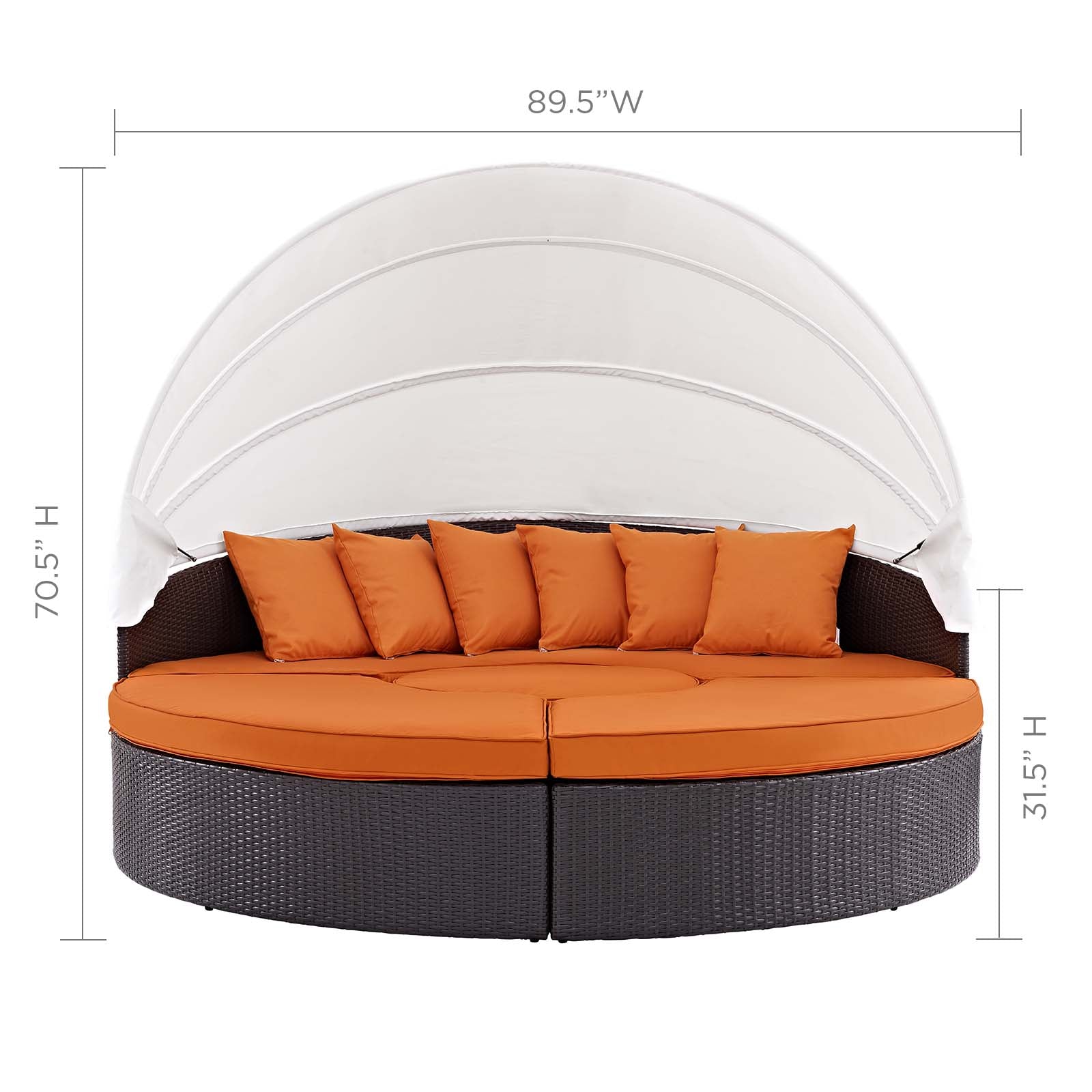 Modway Patio Daybeds - Quest Canopy Outdoor Patio Daybed Espresso Orange