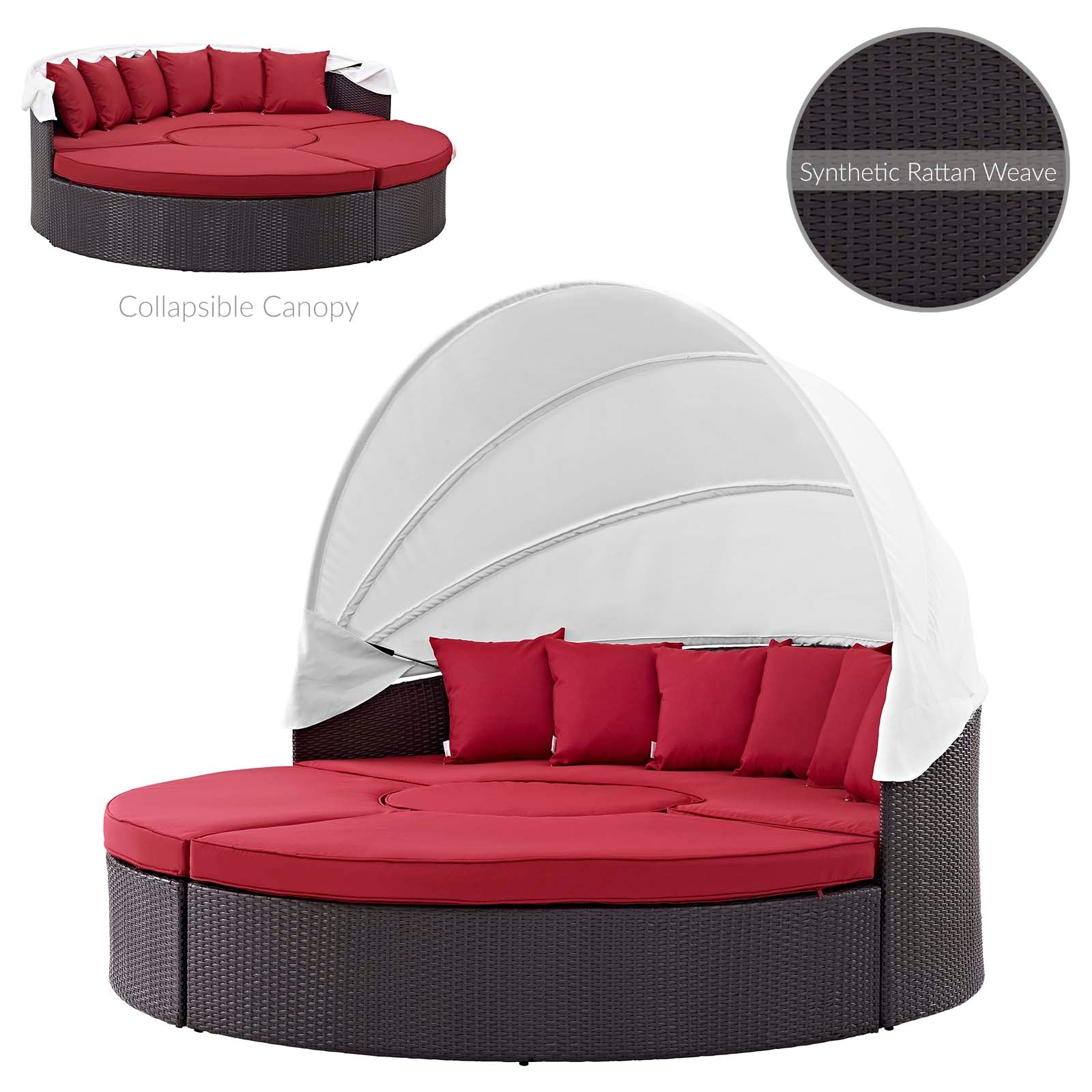 Modway Patio Daybeds - Quest Canopy Outdoor Patio Daybed Espresso Red