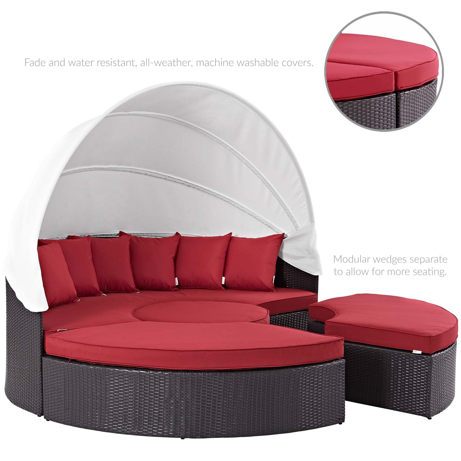 Modway Patio Daybeds - Quest Canopy Outdoor Patio Daybed Espresso Red
