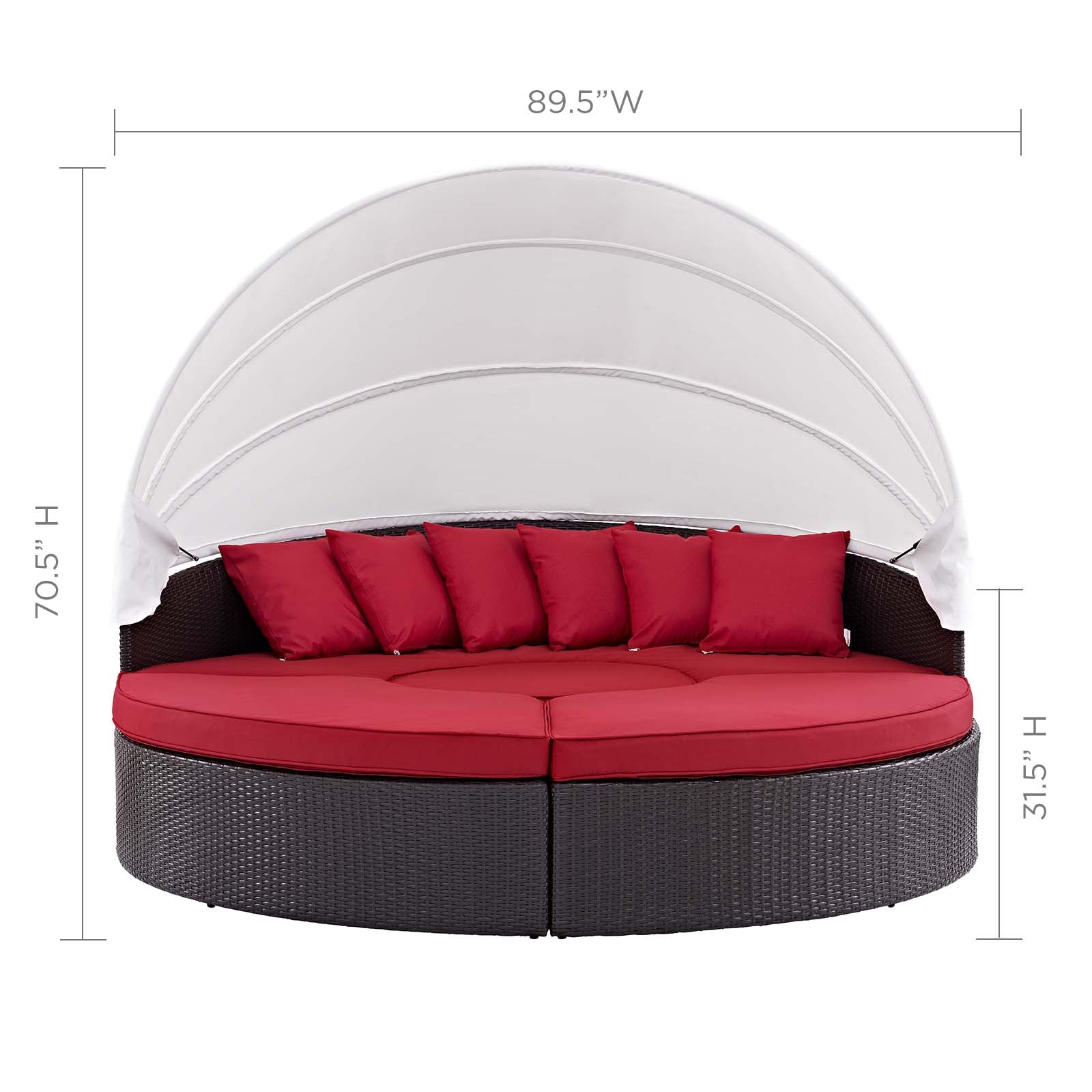 Modway Patio Daybeds - Quest Canopy Outdoor Patio Daybed Espresso Red