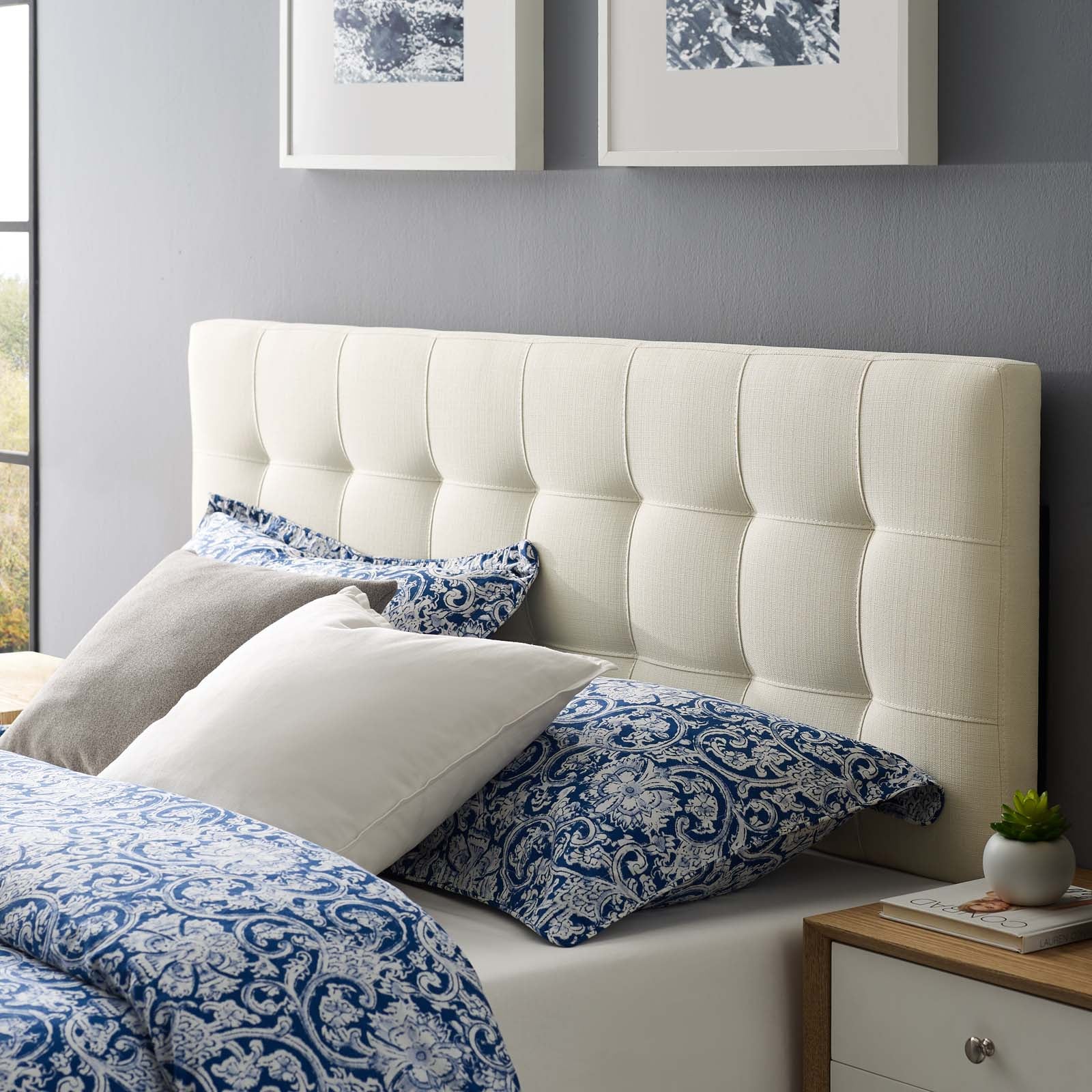 Modway Headboards - Lily Queen Upholstered Fabric Headboard Ivory