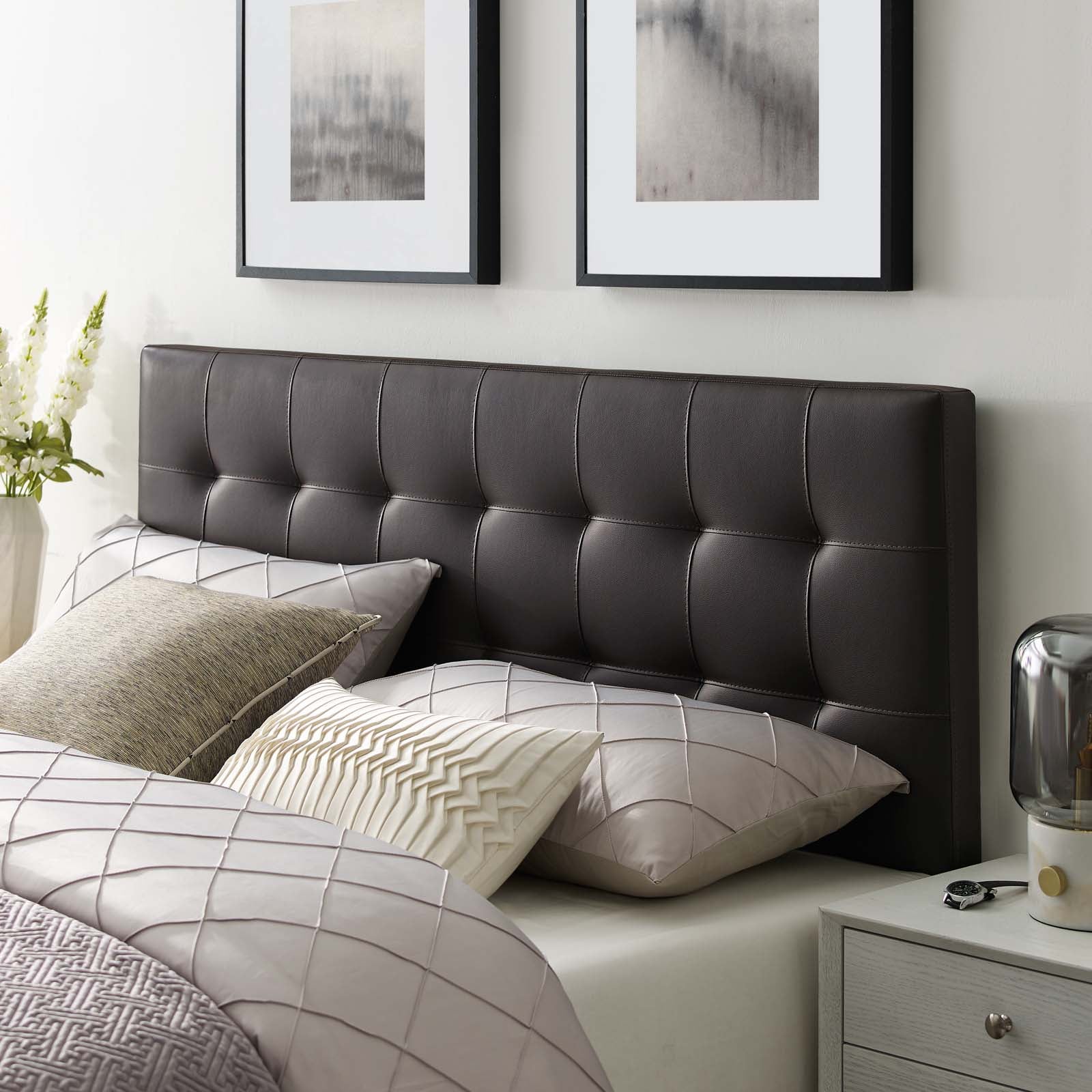 Modway Headboards - Lily King Upholstered Vinyl Headboard Brown