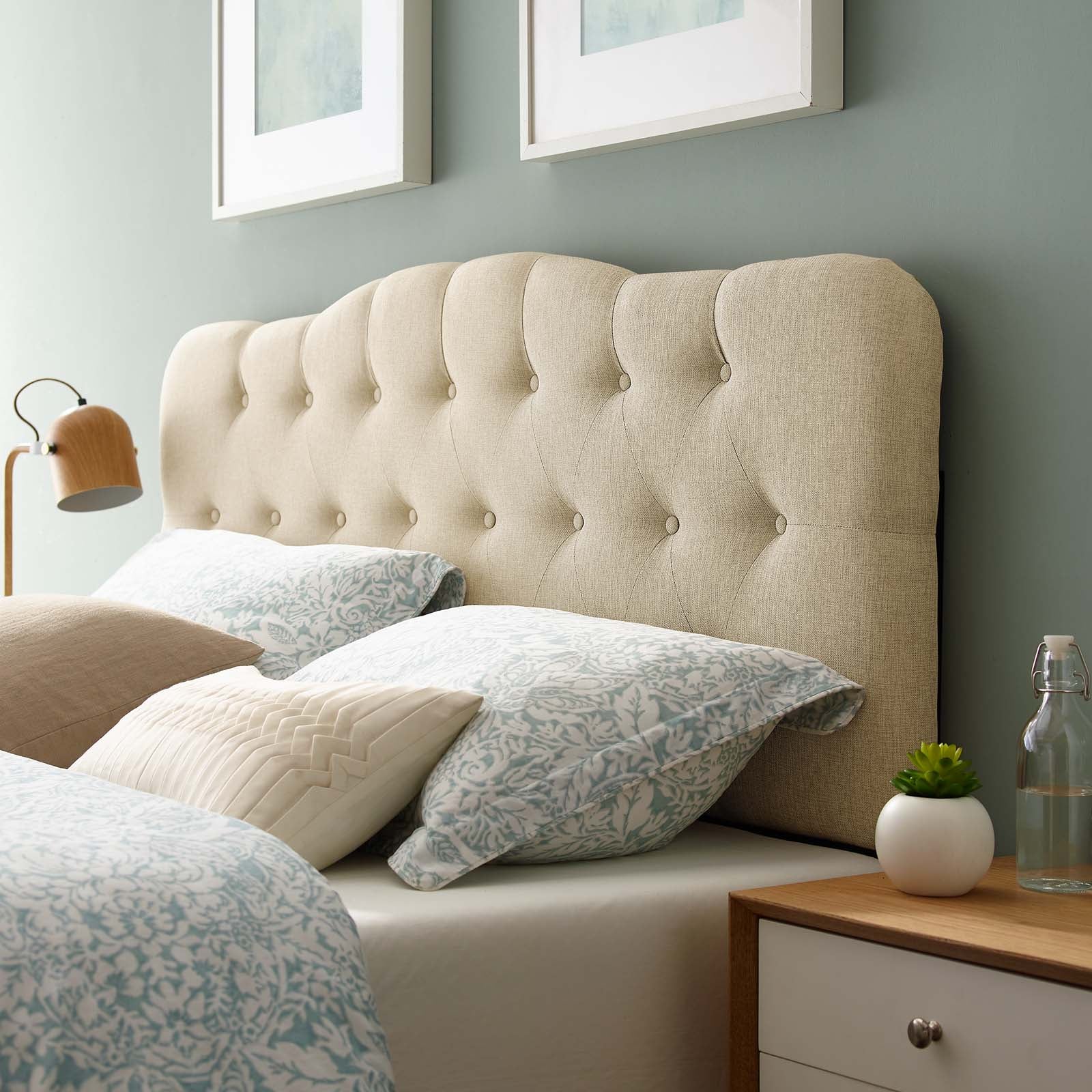 Modway Headboards - Annabel Queen Upholstered Fabric Headboard Beige