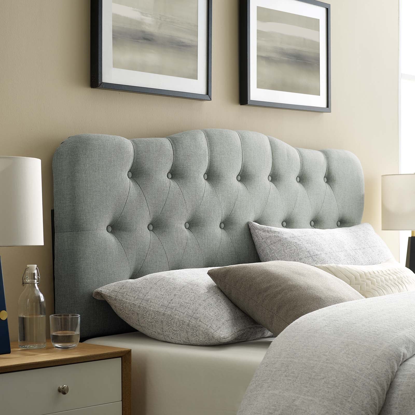 Modway Headboards - Annabel Queen Upholstered Fabric Headboard Gray