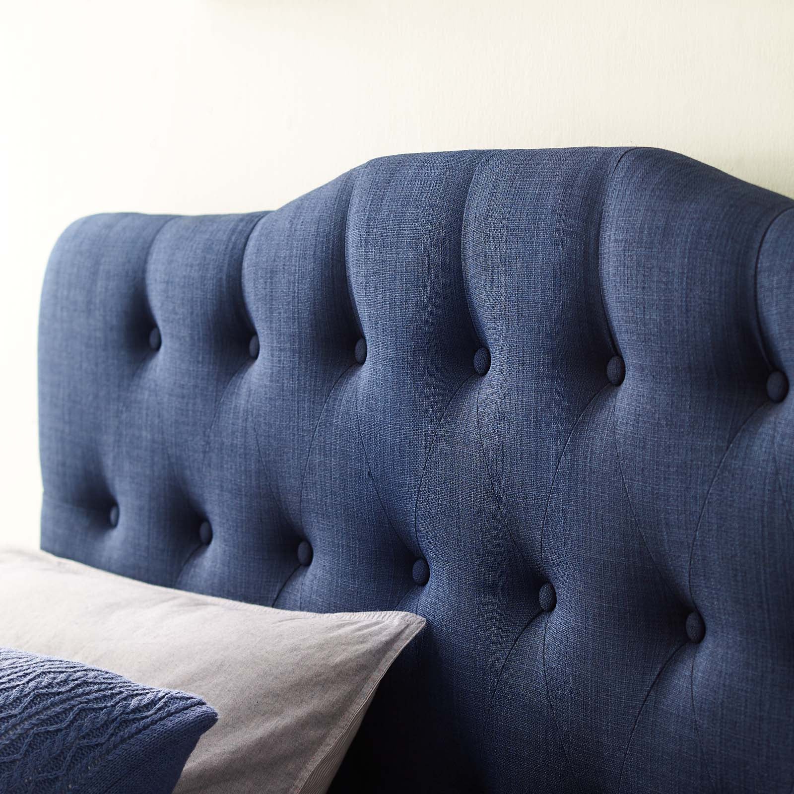 Modway Headboards - Annabel Queen Upholstered Fabric Headboard Navy