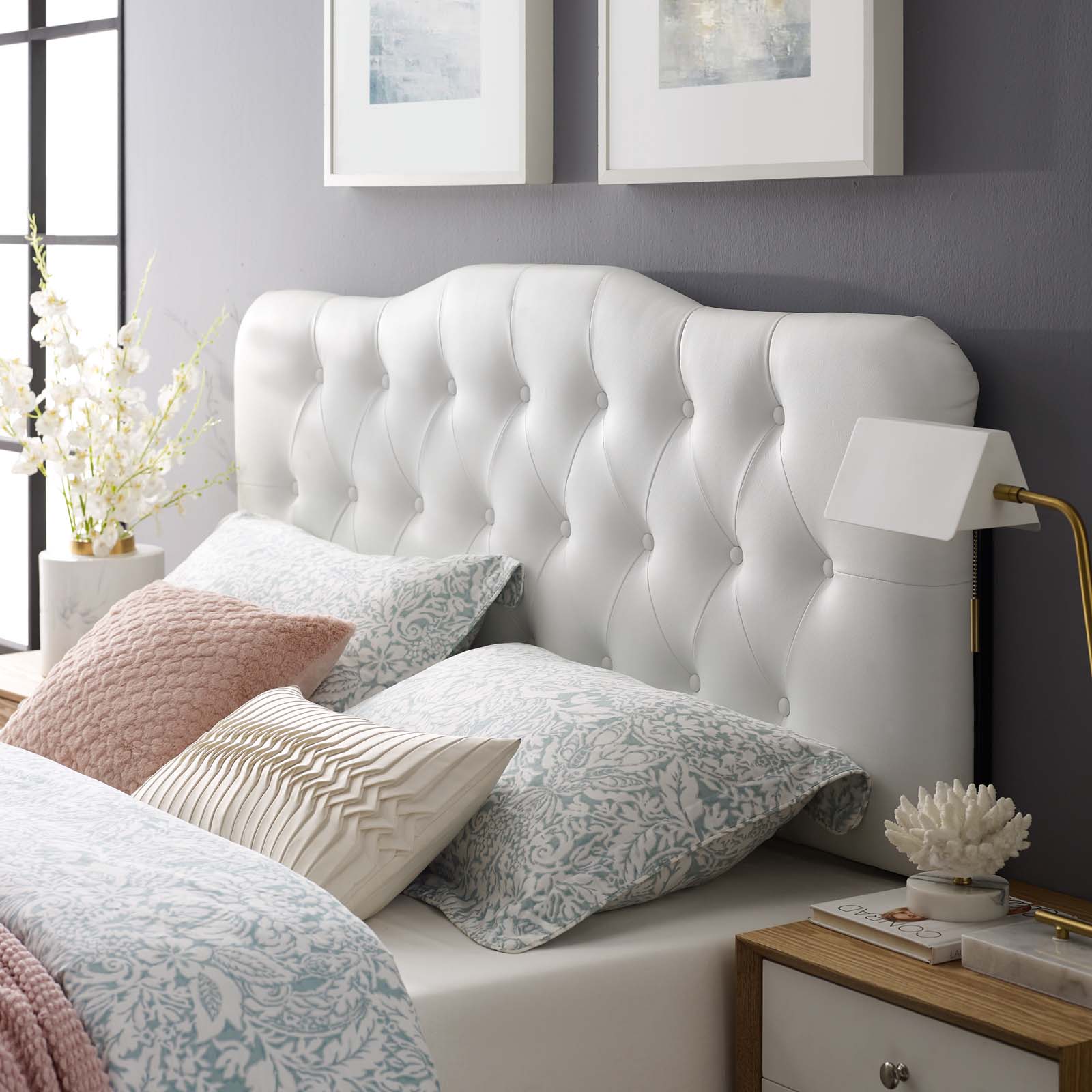 Modway Headboards - Annabel Queen Upholstered Vinyl Headboard White