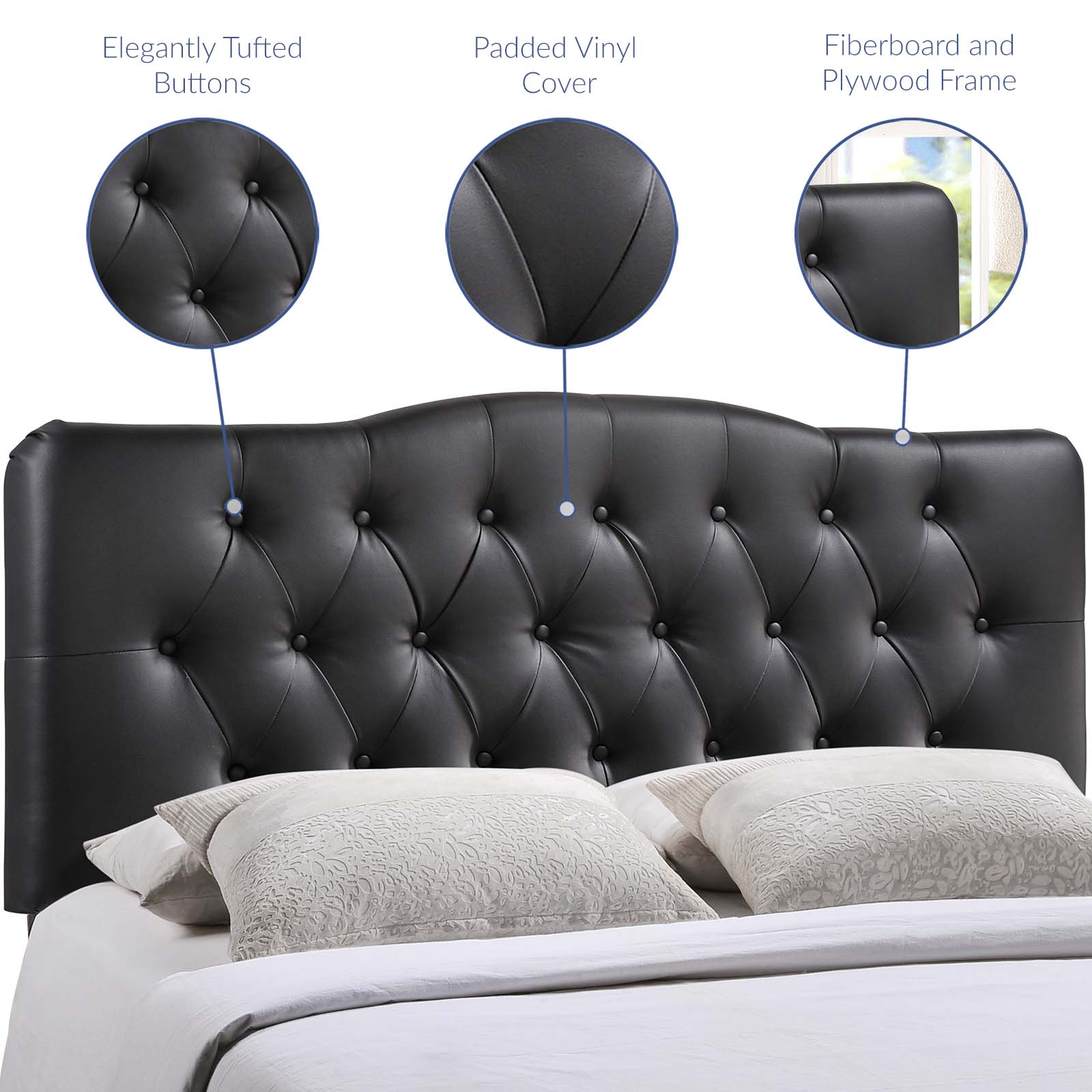 Modway Headboards - Annabel Full Upholstered Vinyl Headboard Black