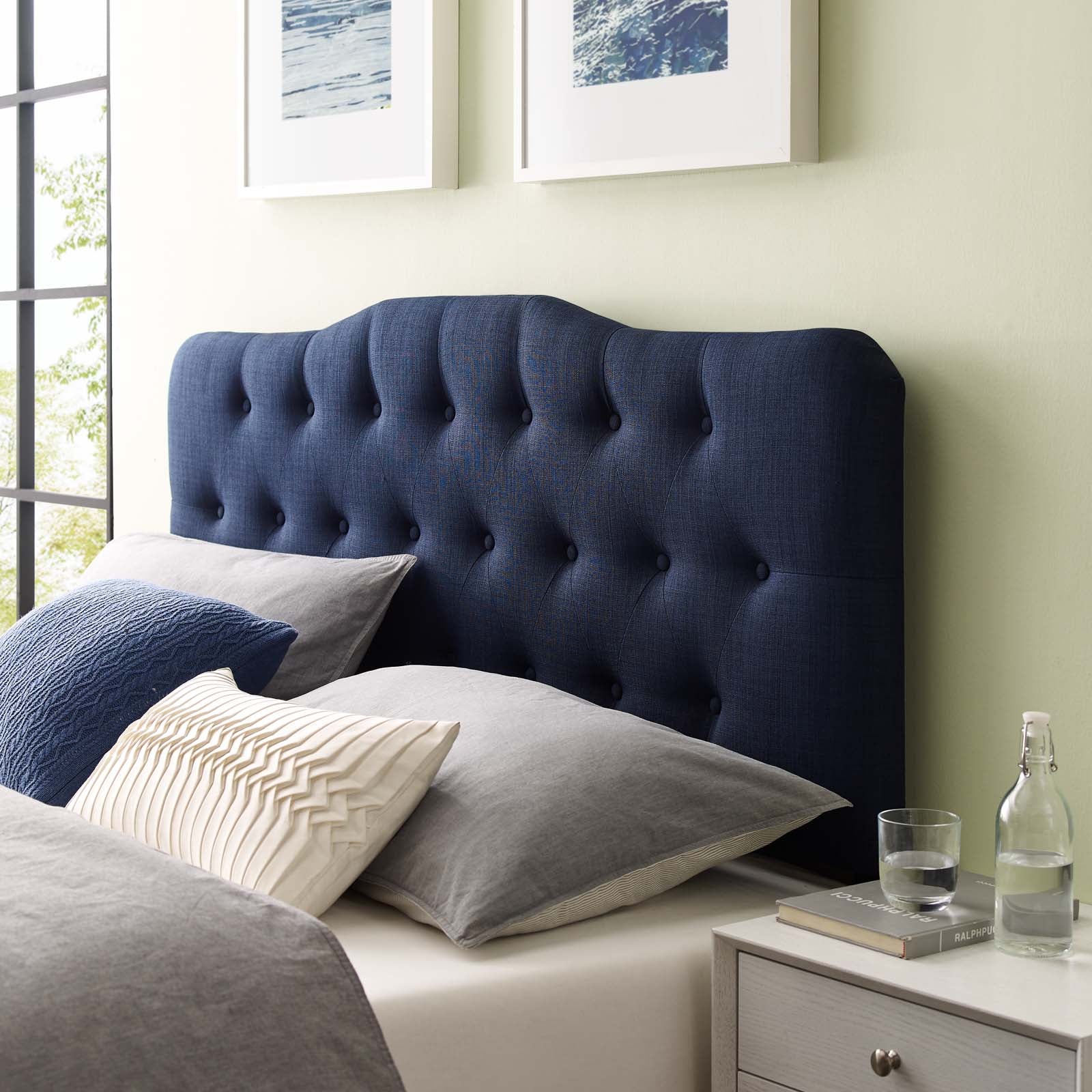 Modway Headboards - Annabel King Upholstered Fabric Headboard Navy