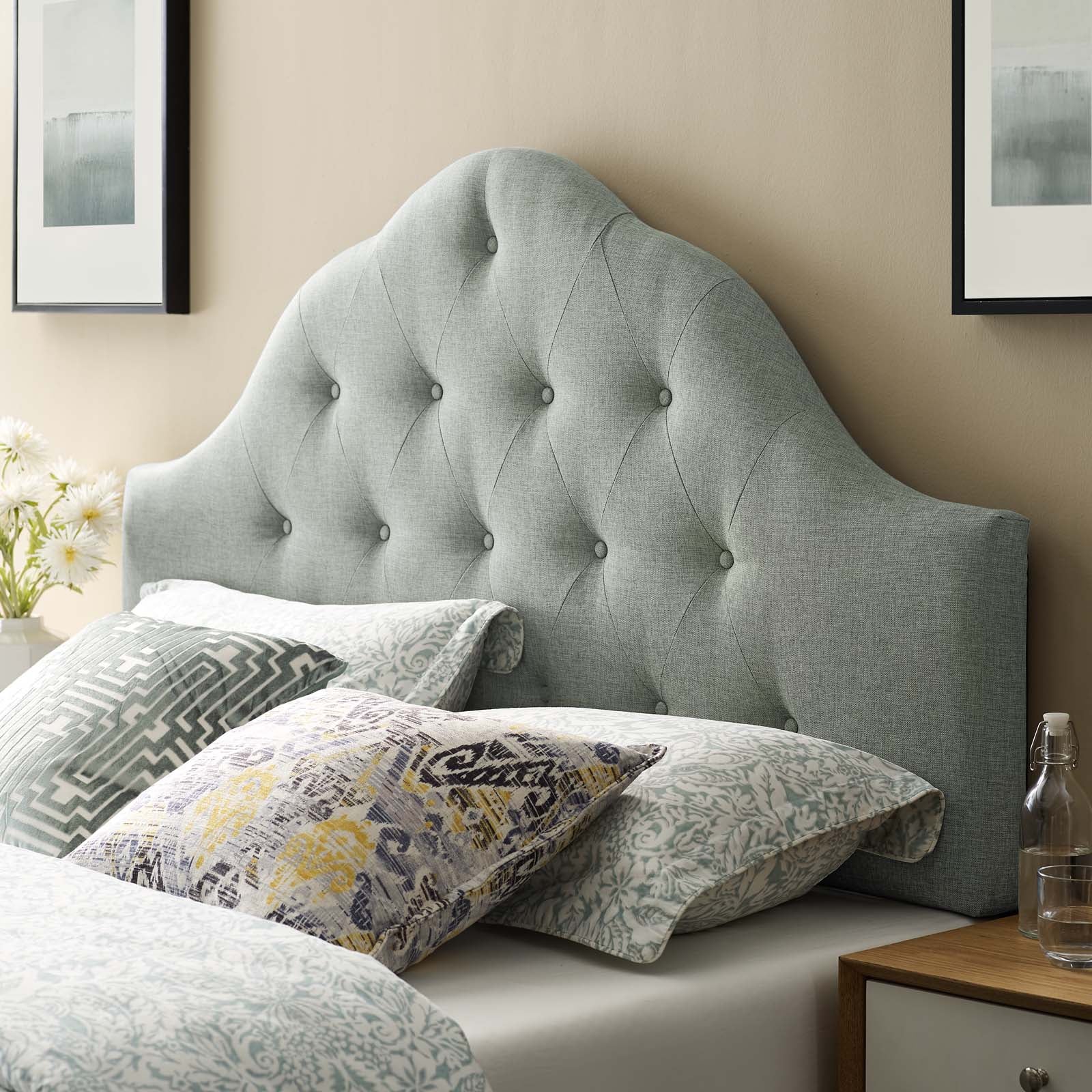 Modway Headboards - Sovereign Queen Upholstered Fabric Headboard Gray
