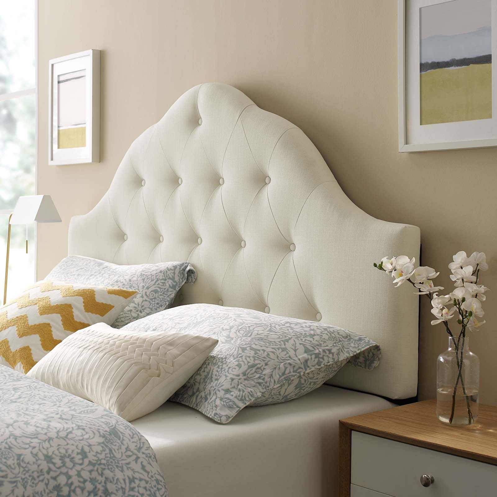 Modway Headboards - Sovereign Full Upholstered Fabric Headboard Ivory