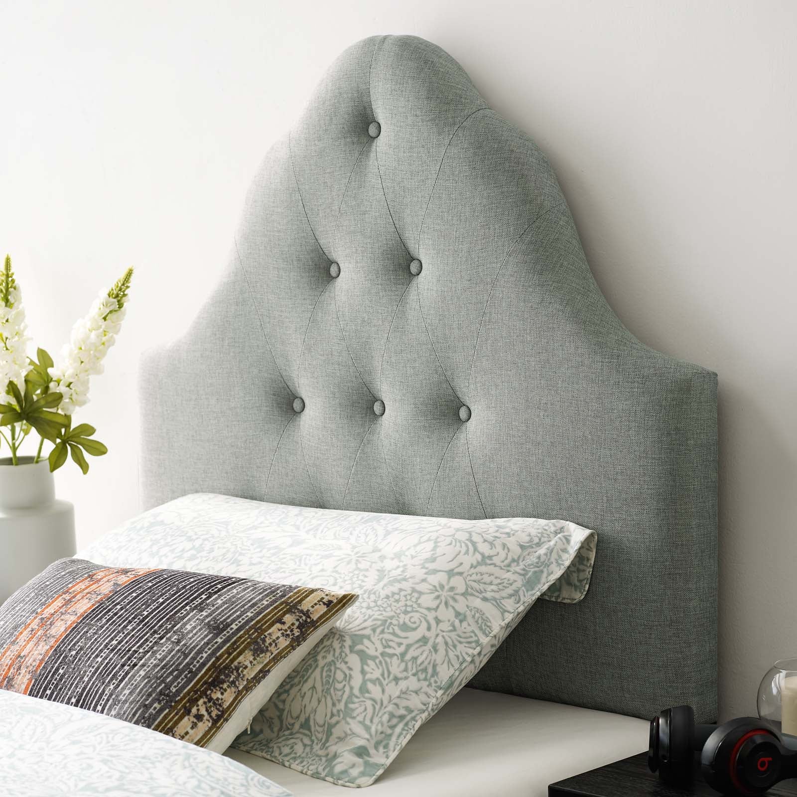 Modway Headboards - Sovereign Twin Upholstered Fabric Headboard Gray