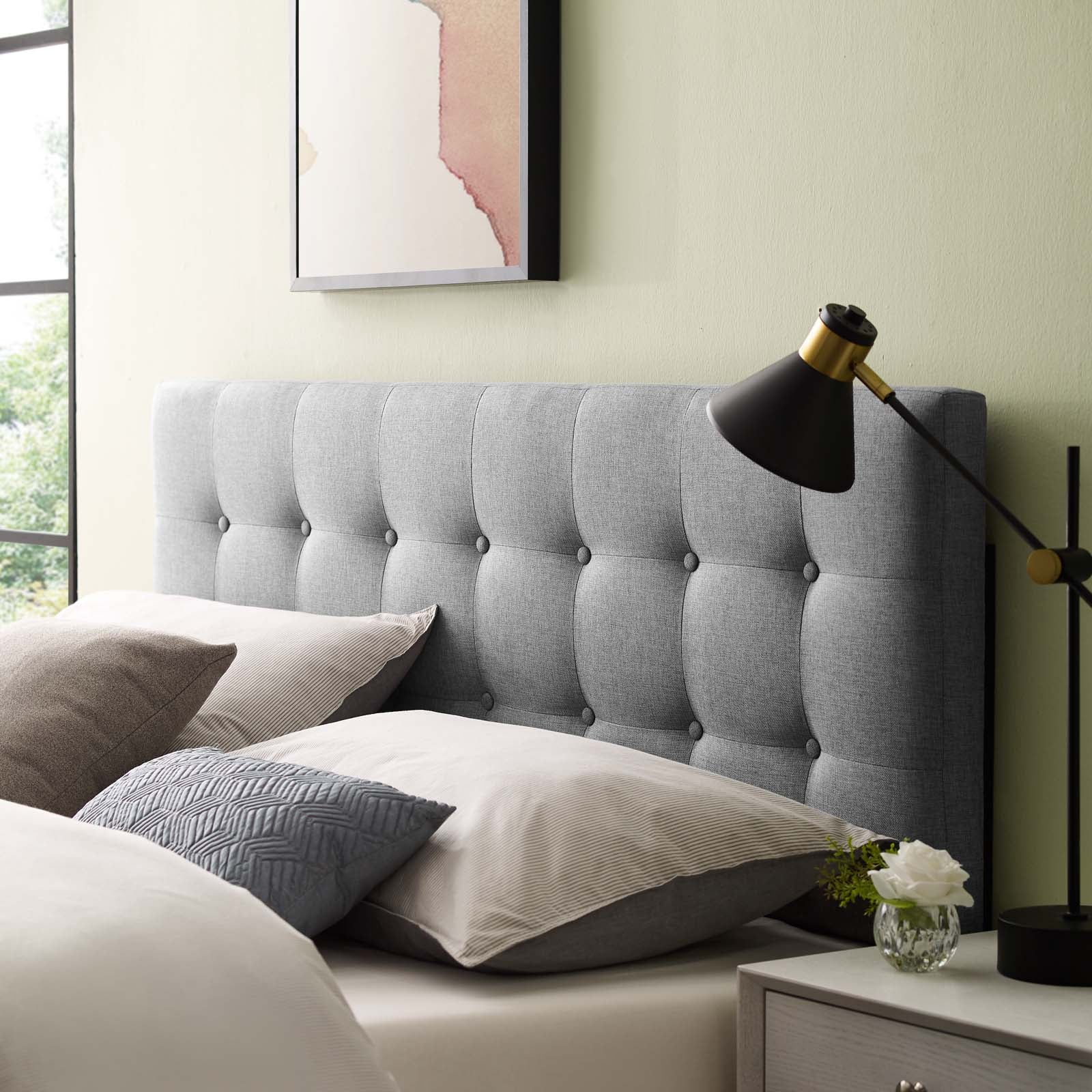 Modway Headboards - Emily Queen Upholstered Fabric Headboard Gray