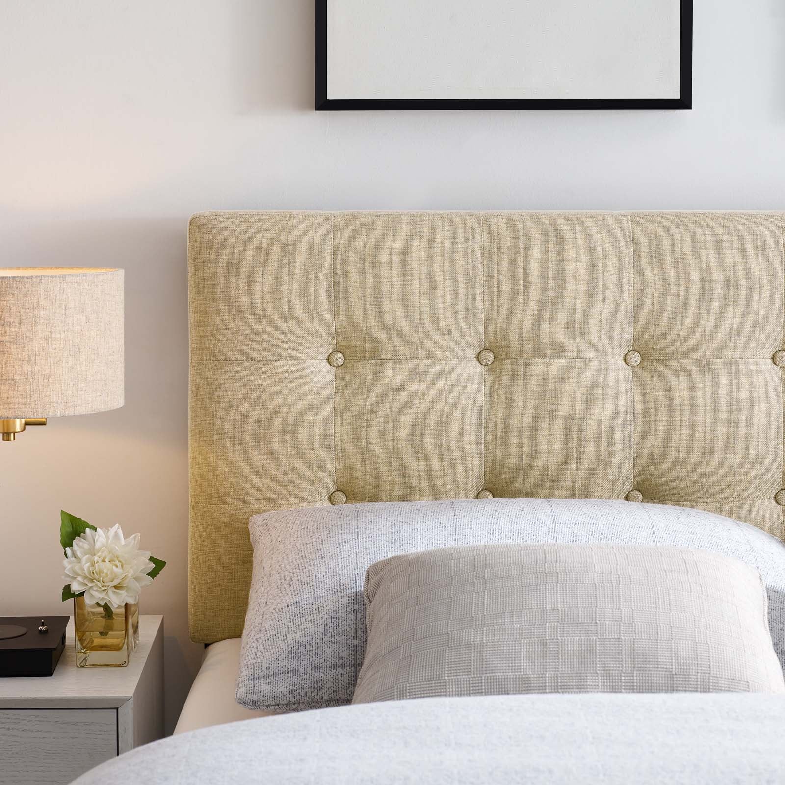 Modway Headboards - Emily Full Upholstered Fabric Headboard Beige