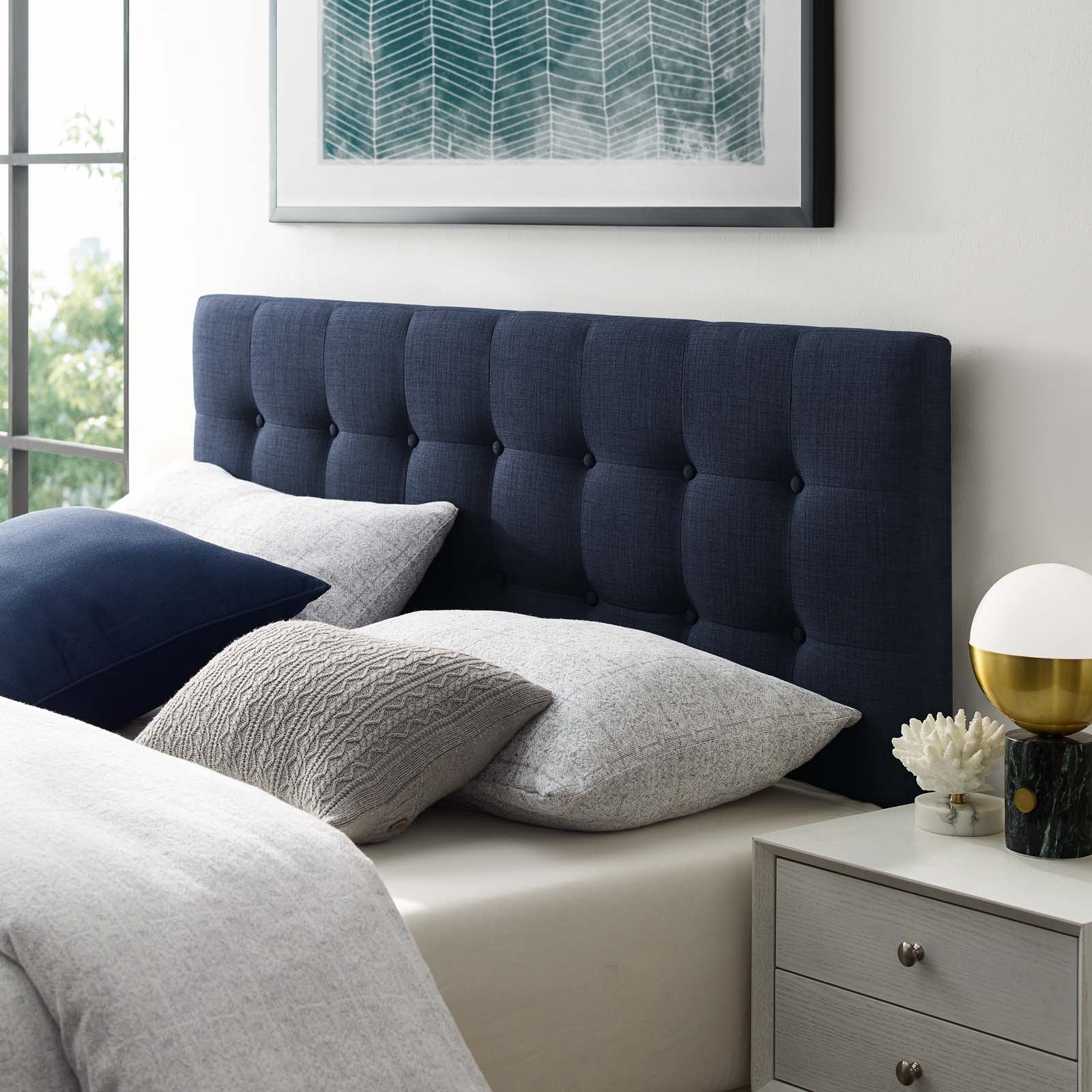 Modway Headboards - Emily King Upholstered Fabric Headboard Navy